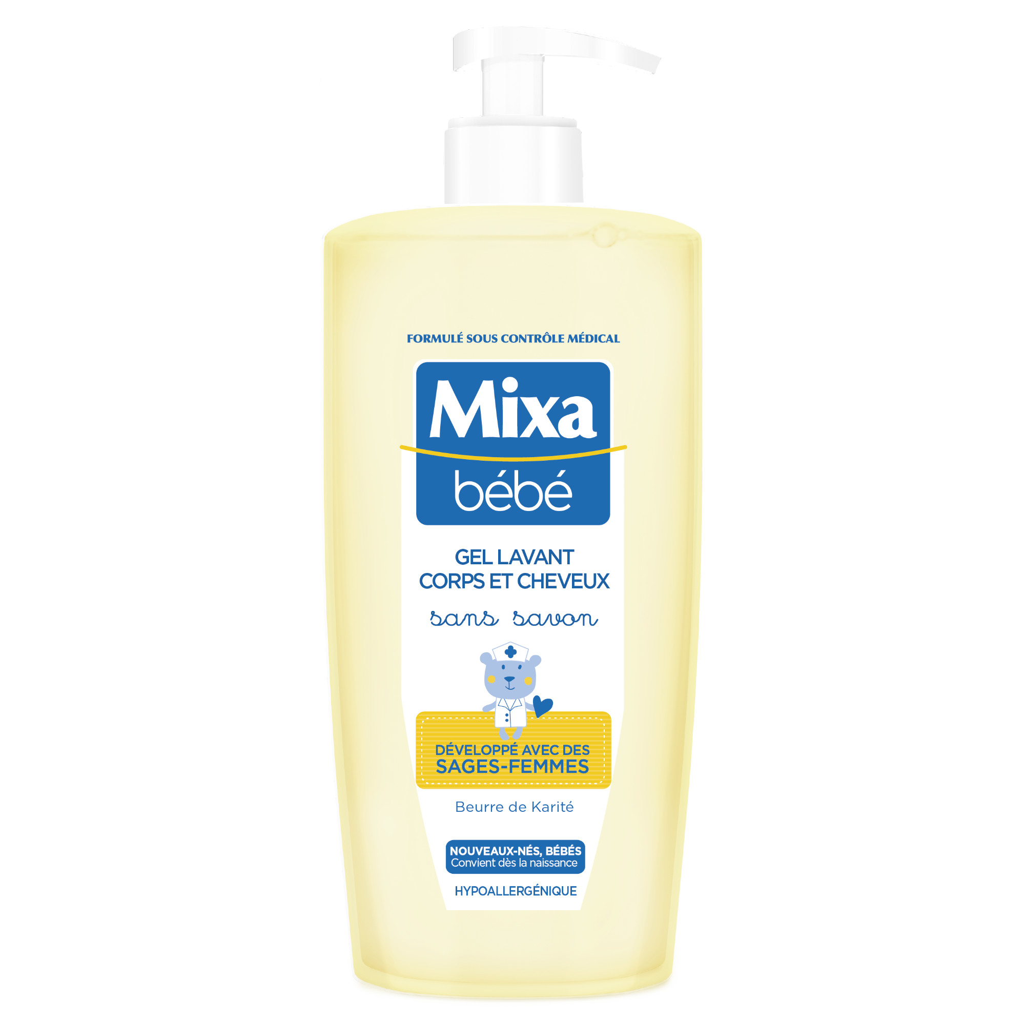 Pack Nettoyant Mixa Bébé Shampoing Très Doux + Brosse Nettoyante Bleu