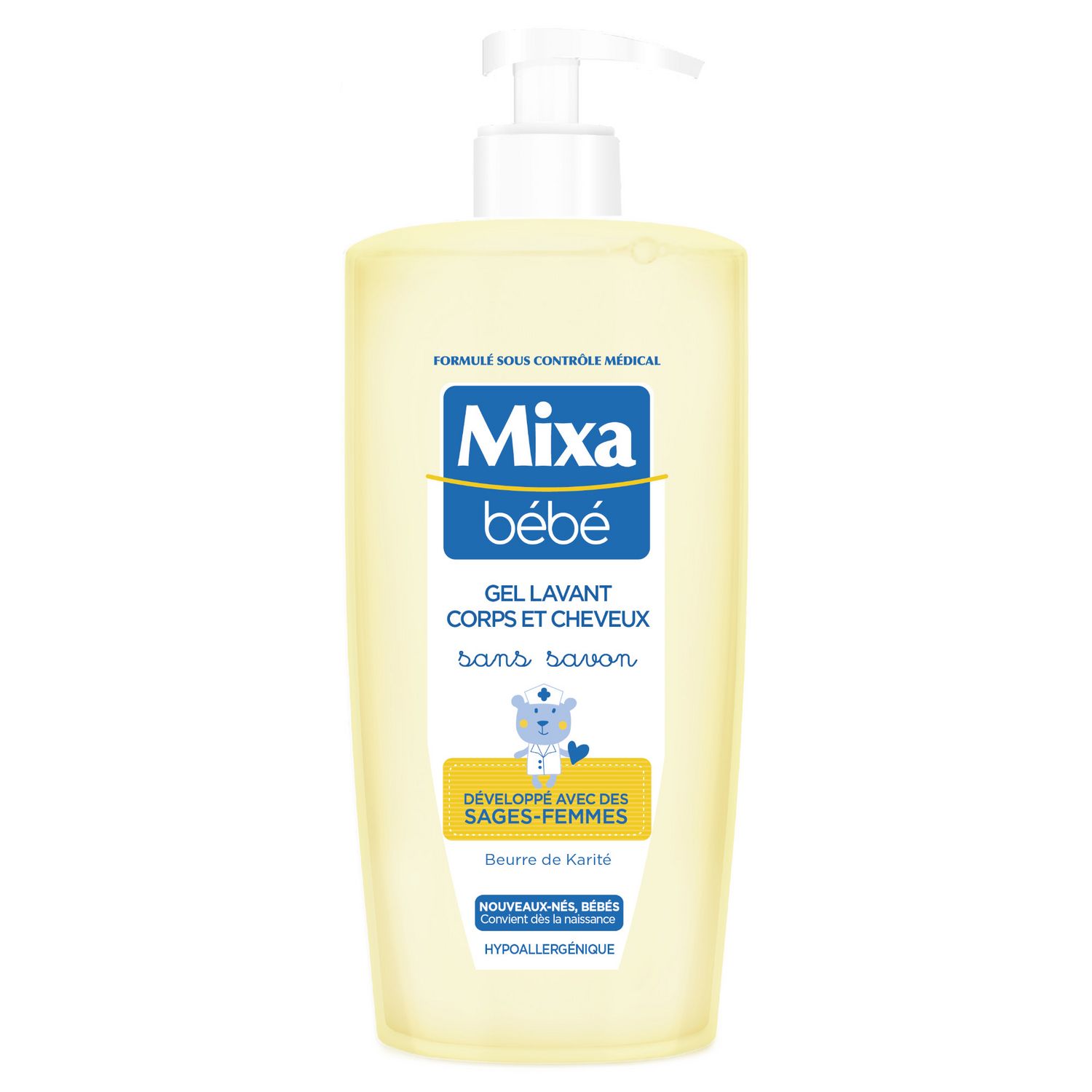 Gel lavant doux cheveux et corps bébé sans parfum