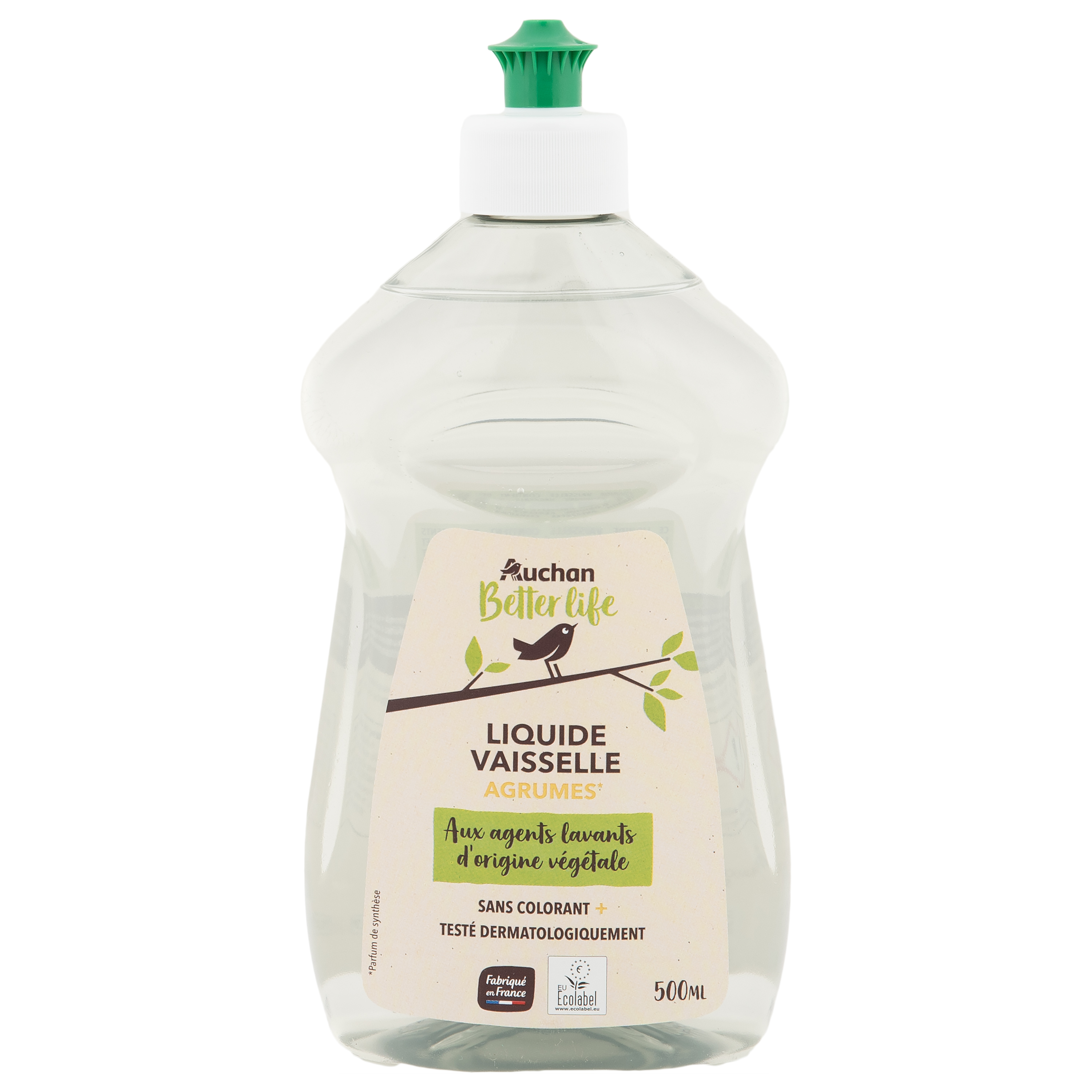 AUCHAN MIEUX VIVRE Liquide vaisselle écologique peaux sensibles 500ml pas  cher 