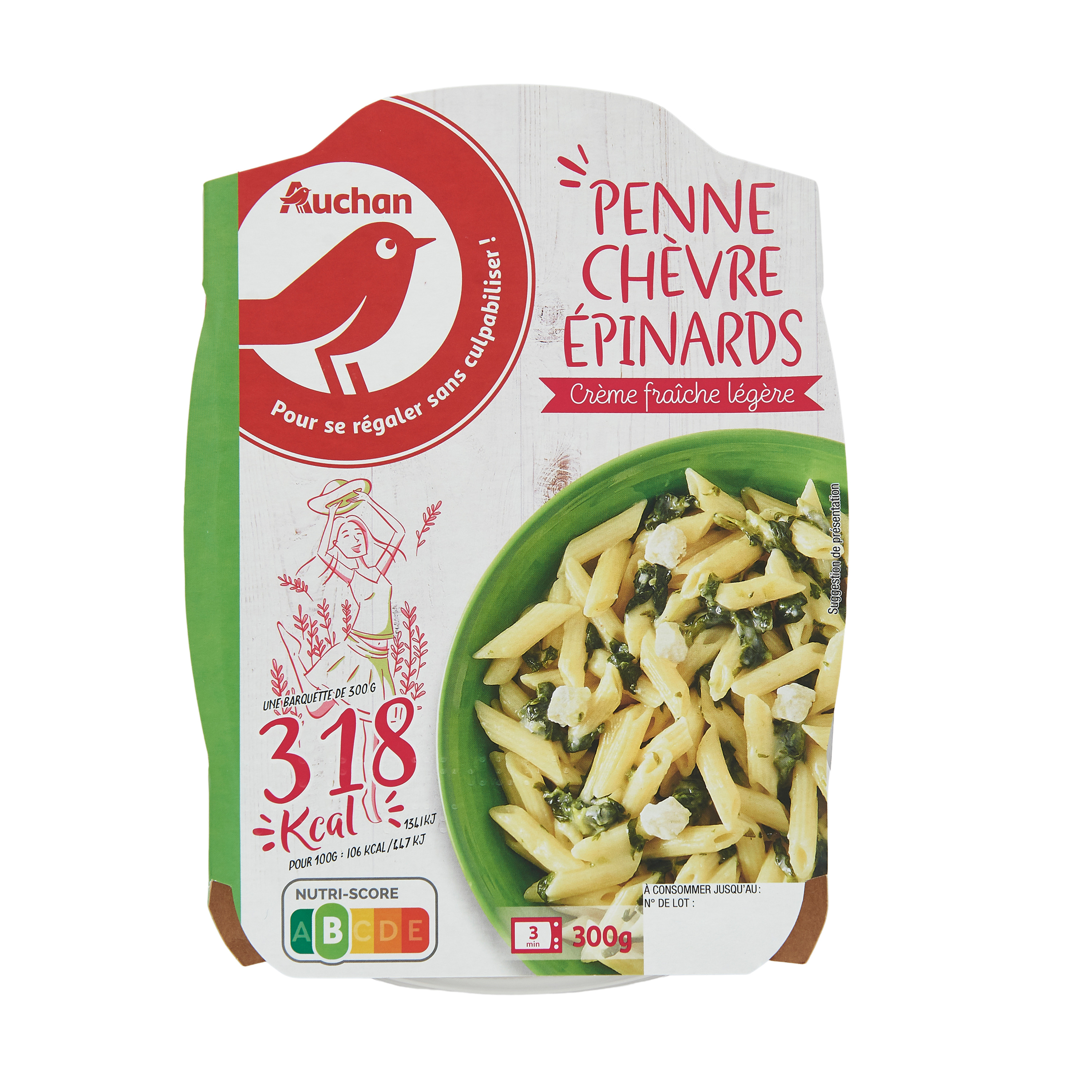 AUCHAN Epinards en branches 5 portions 1kg pas cher 