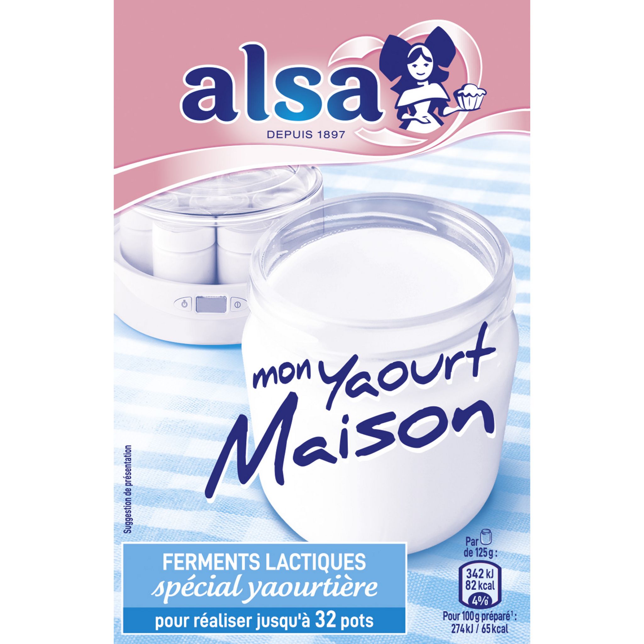 ALSA Ferments lactiques pour préparation de yaourts maison environ 32  yaourts 8g pas cher - Auchan.fr