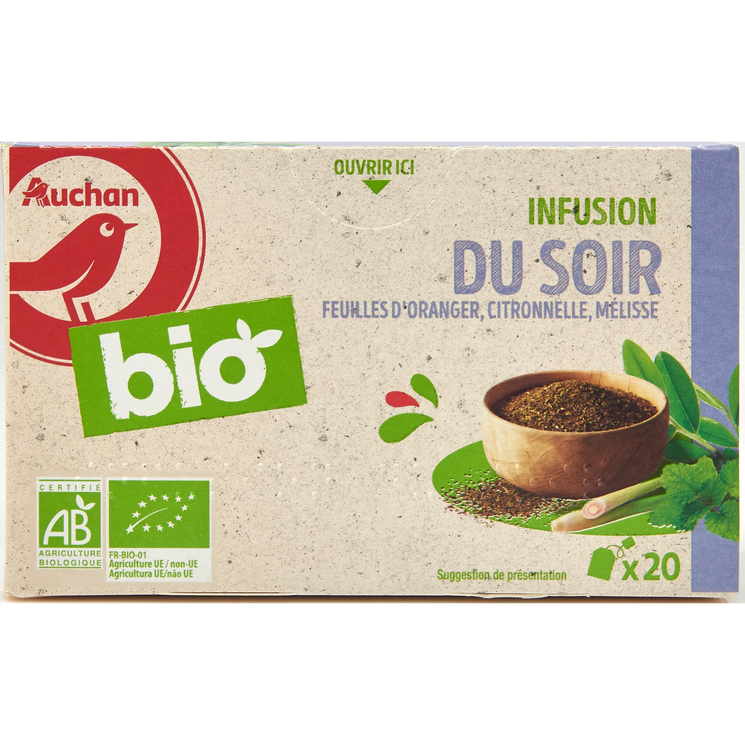 AUCHAN BIO Infusion au thé vert verveine et menthe poivrée 20