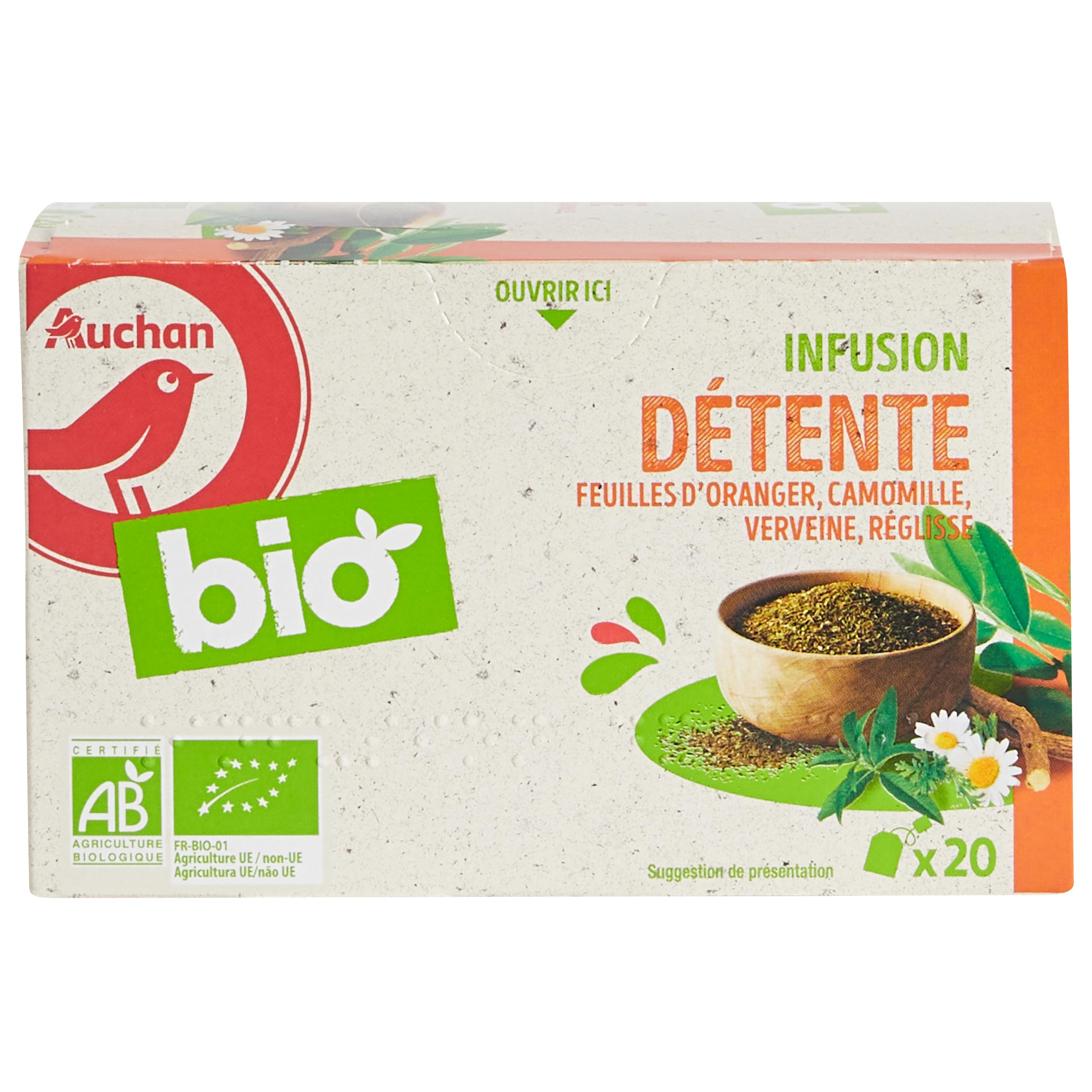 AUCHAN BIO Infusion camomille 20 sachets 18g pas cher 