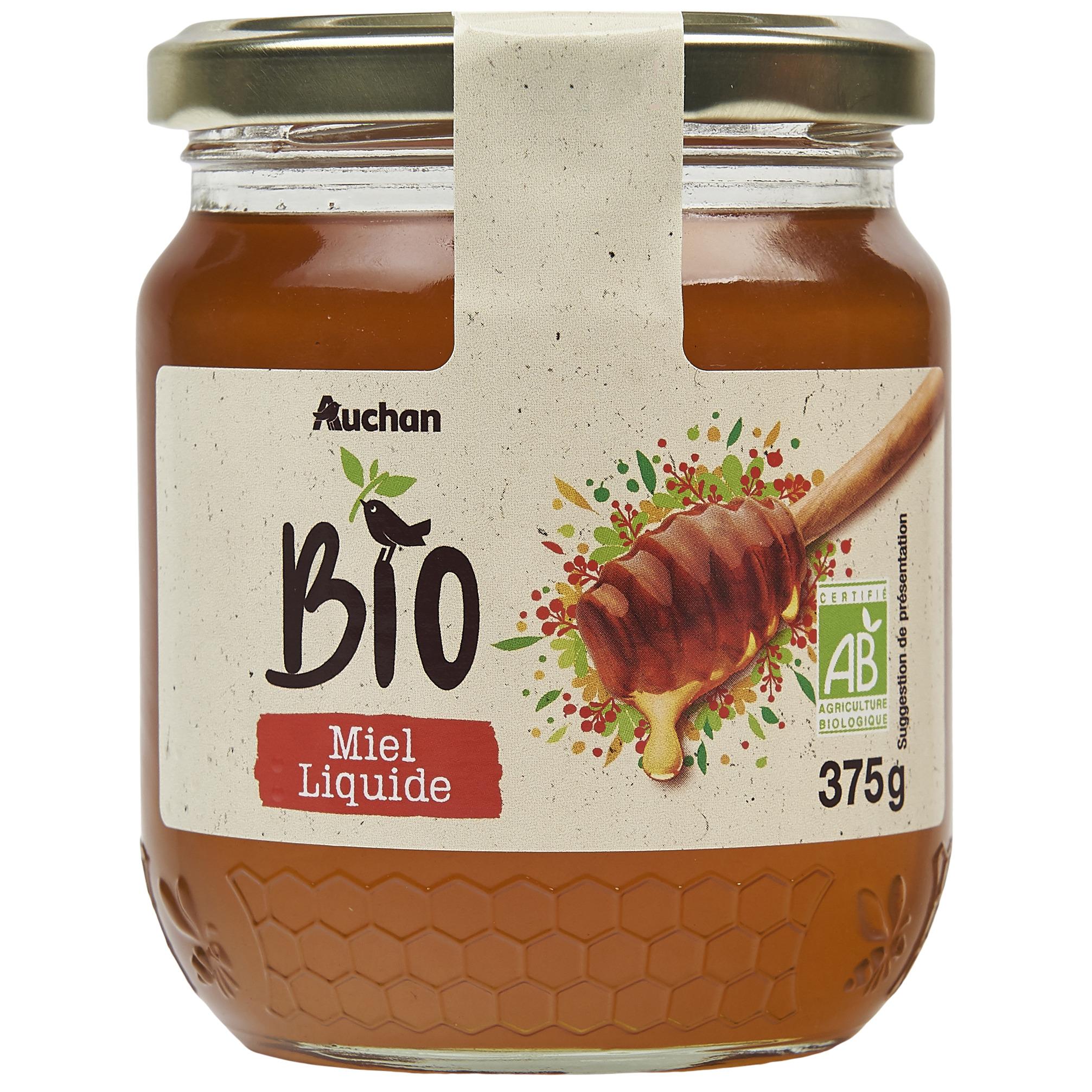 AUCHAN BIO Miel liquide en flacon doseur 250g pas cher 