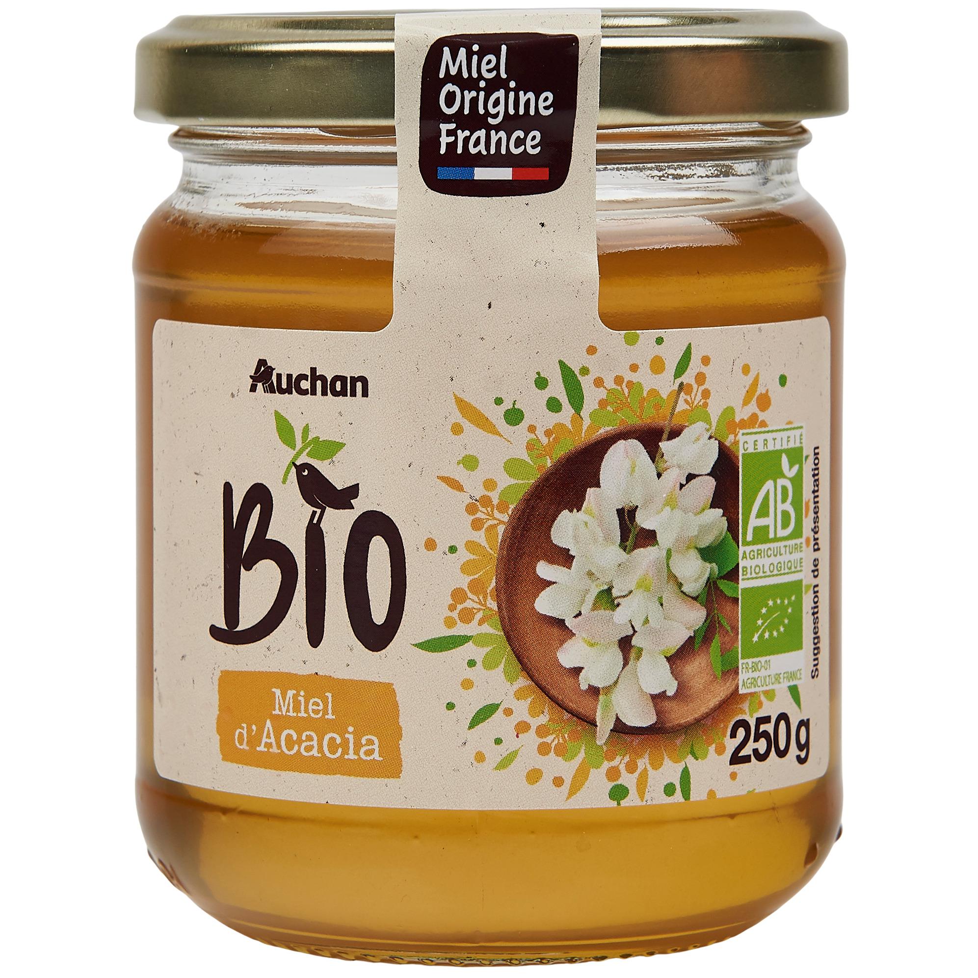 AUCHAN BIO Miel liquide en flacon doseur 250g pas cher 