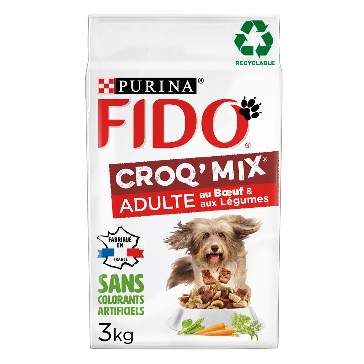 FIDO Croq'mix croquettes boeuf et légumes pour chien 3kg