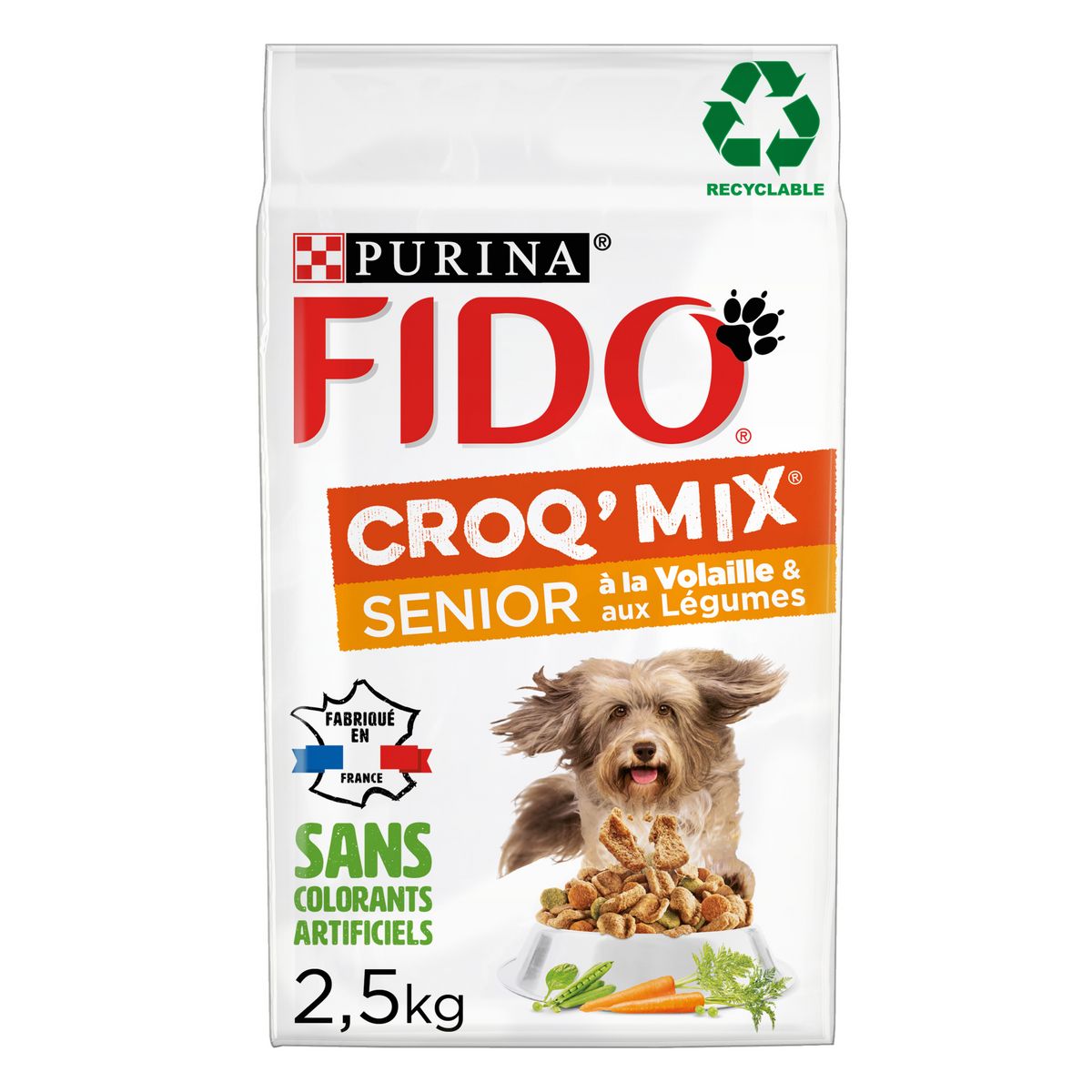 FIDO Croq'mix croquettes volaille et légumes pour chien sénior 2,5kg