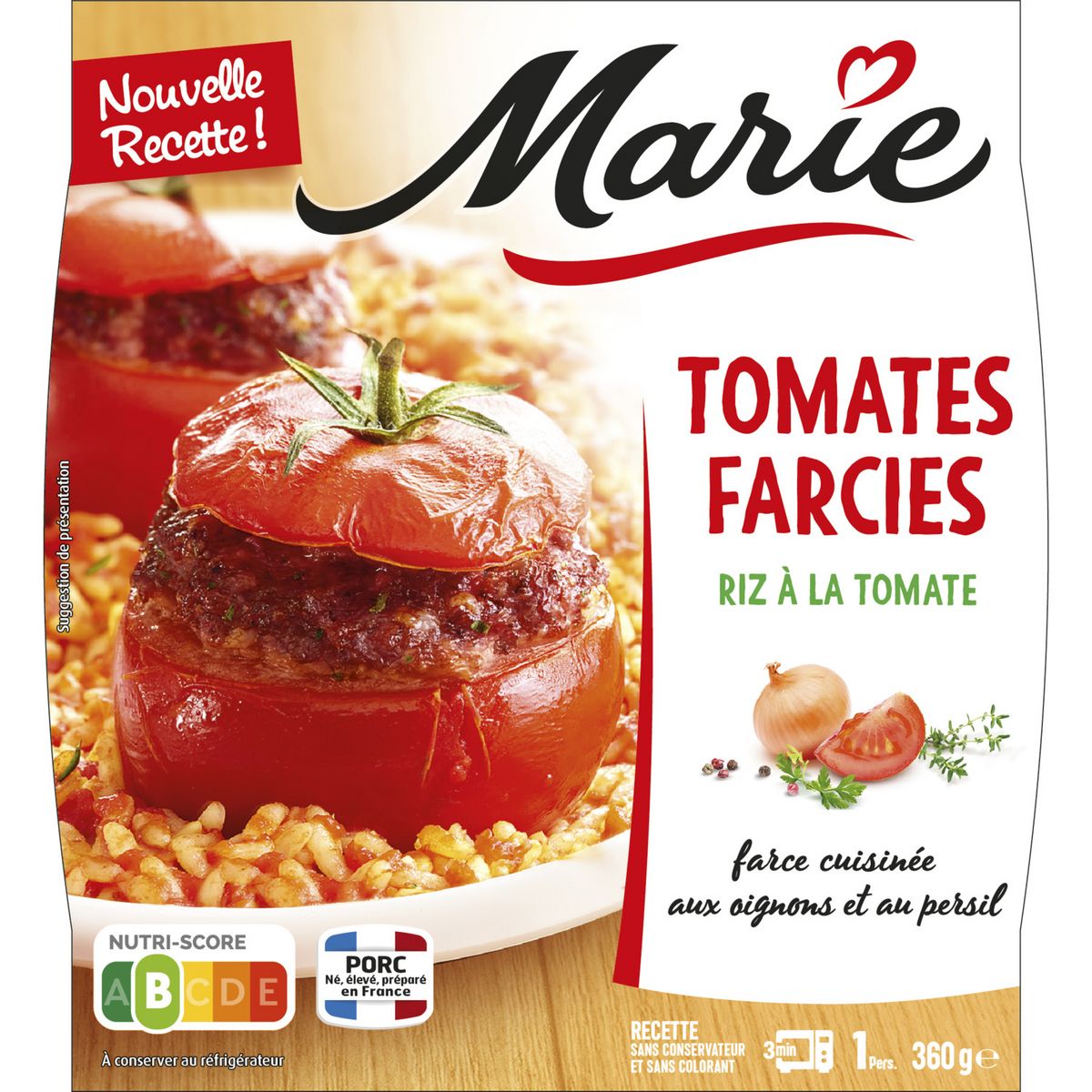 MARIE Tomates farcies avec riz à la tomate sans couverts 1 portion 360g