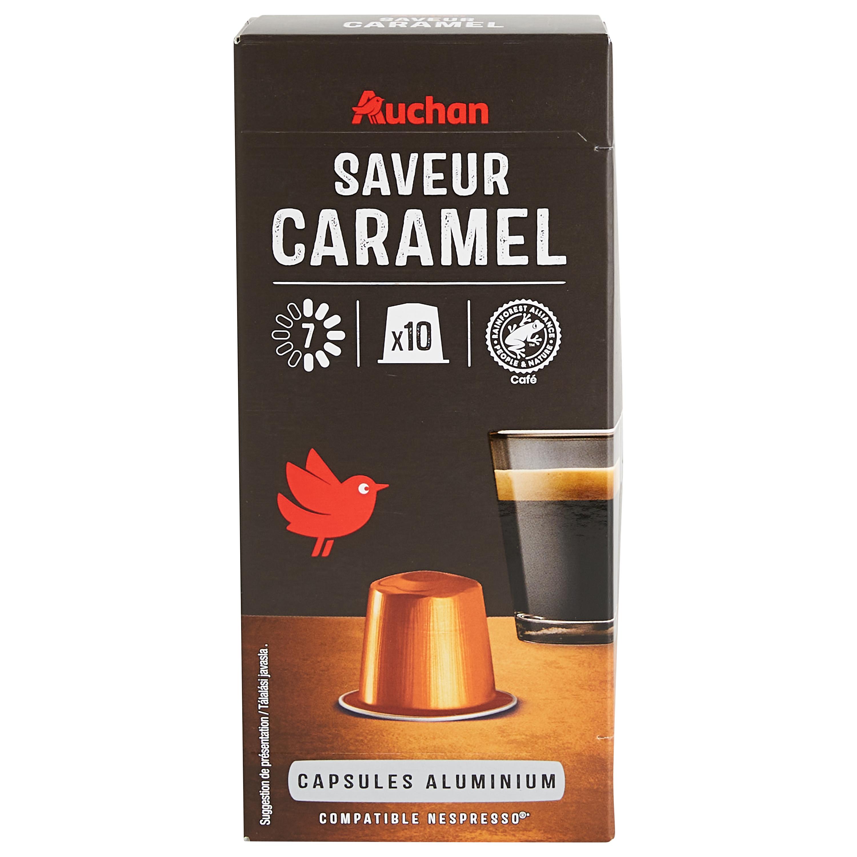 AUCHAN Dosettes de café saveur caramel intensité 5 compatibles Senseo 10  dosettes 70g pas cher 