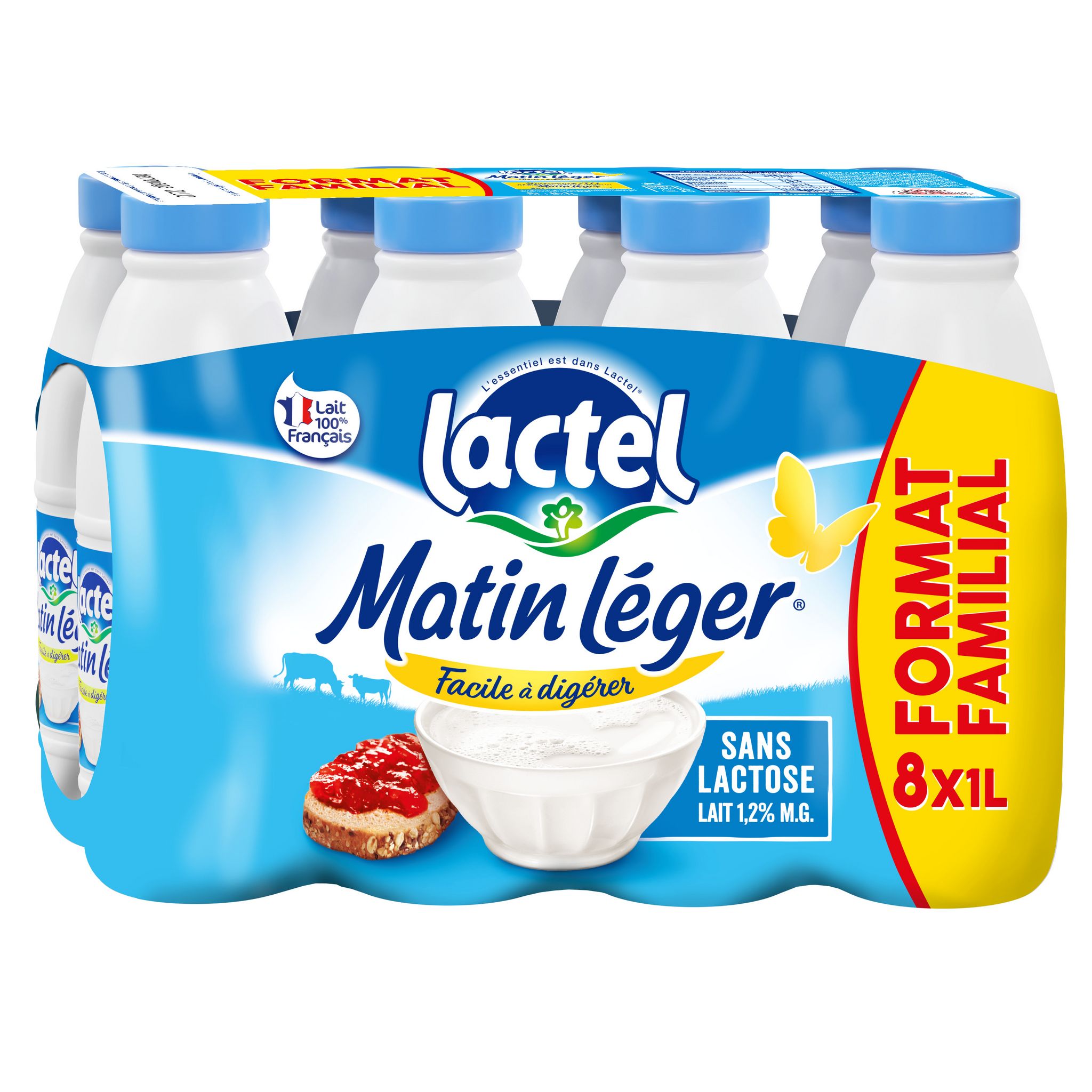 LACTEL Matin léger lait sans lactose bio UHT 6x50cl 