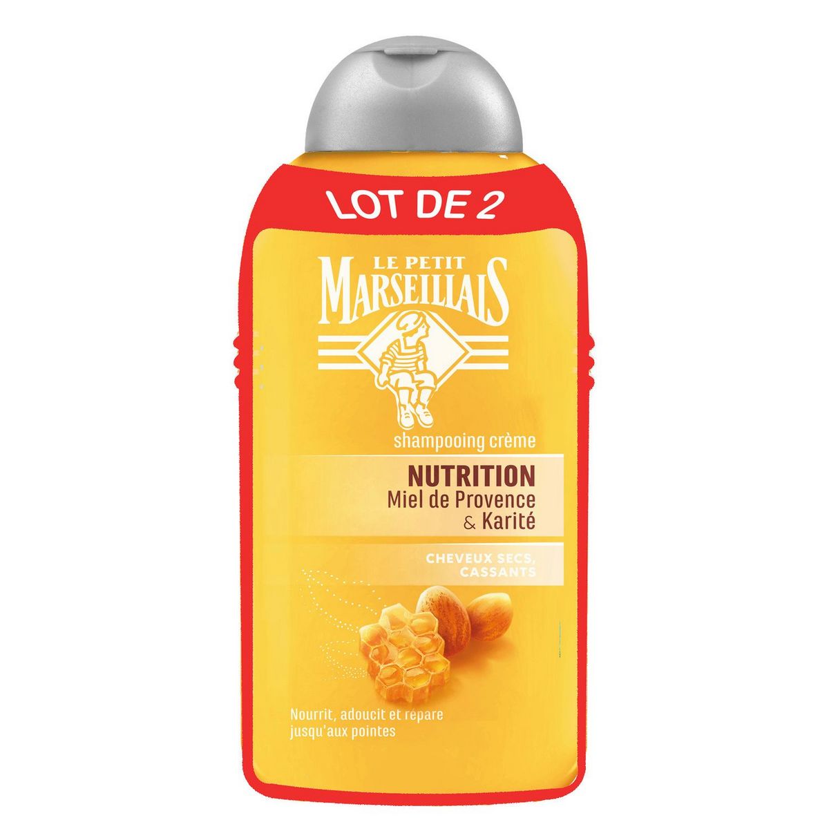 LE PETIT MARSEILLAIS Shampoing crème nutrition miel de Provence & karité cheveux secs et cassants 2x250ml