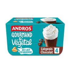 ANDROS Gourmand & Végétal -Liégeois au lait d'amande et au chocolat 4x90g