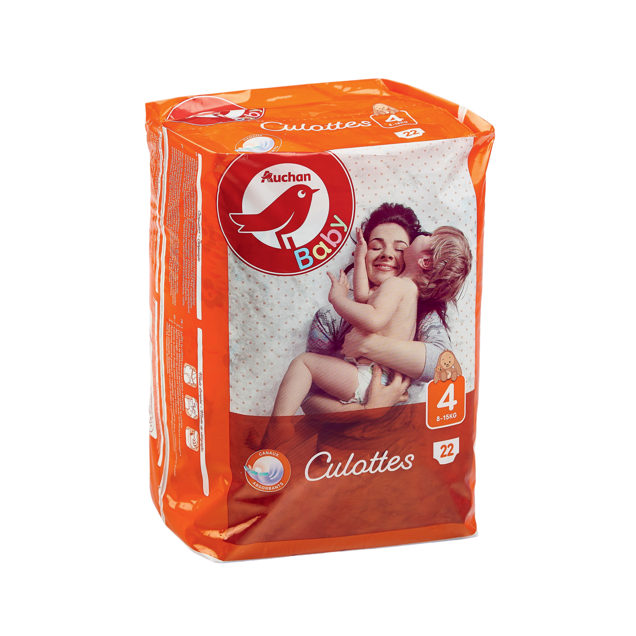 AUCHAN BABY Culotte pour bébé taille 7 (+18kg) 15 pièces pas cher 