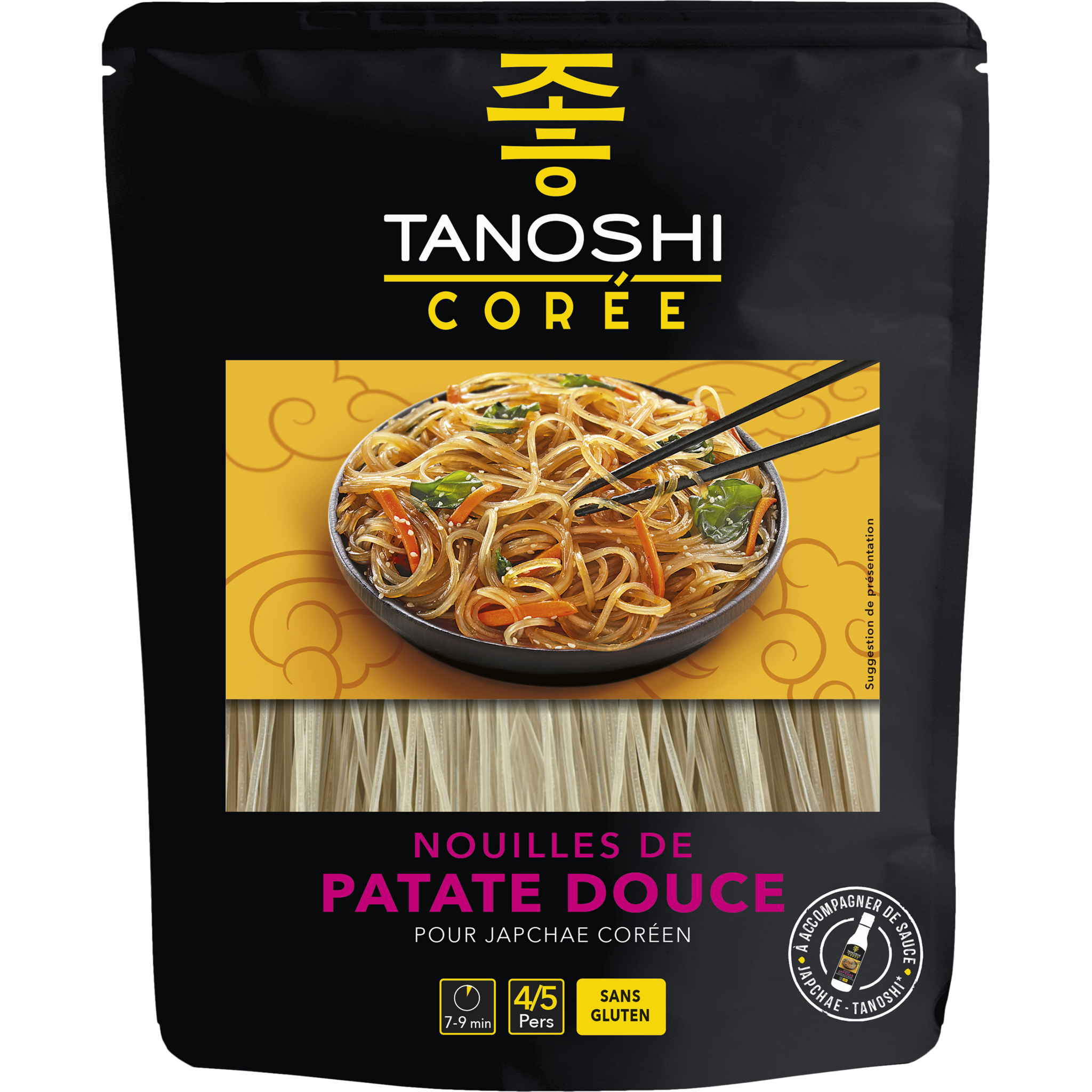 TANOSHI Nouilles de patate douce à cuire pour japchae coréen en sachet 4/5  personnes 210g pas cher 