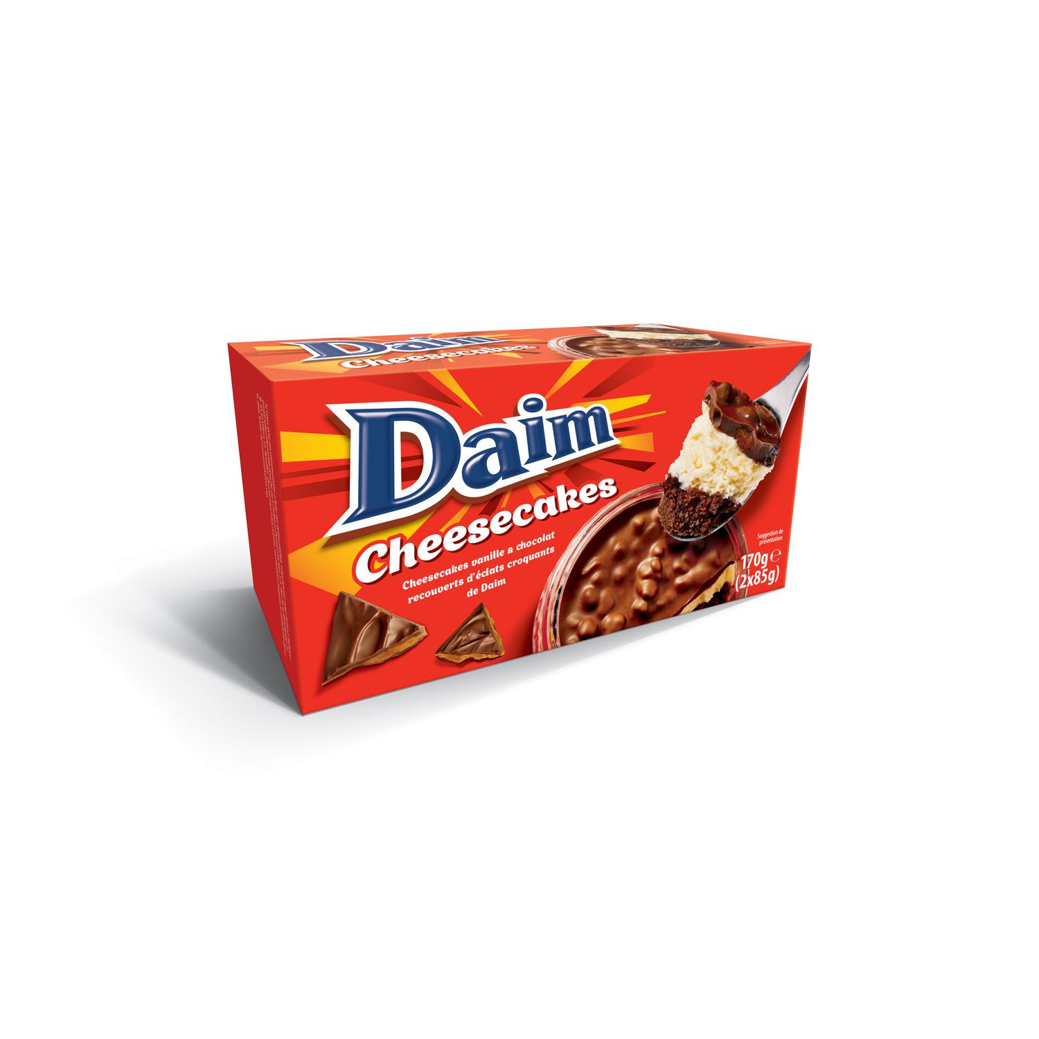 DAIM Cheesecake vanille et chocolat recouvert d'éclats de daim 2x85g pas  cher 