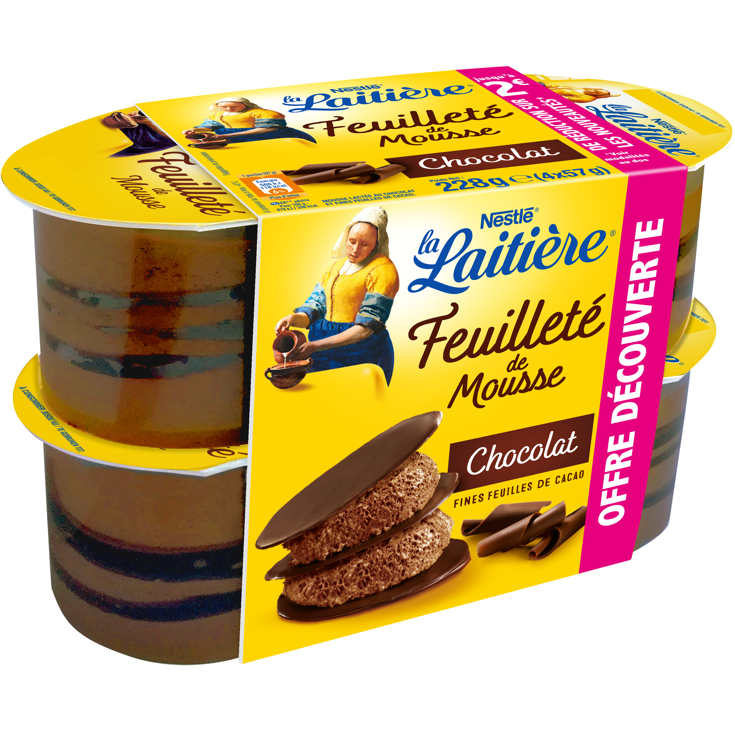 AUCHAN Mousse au chocolat au lait 4x12cl pas cher 