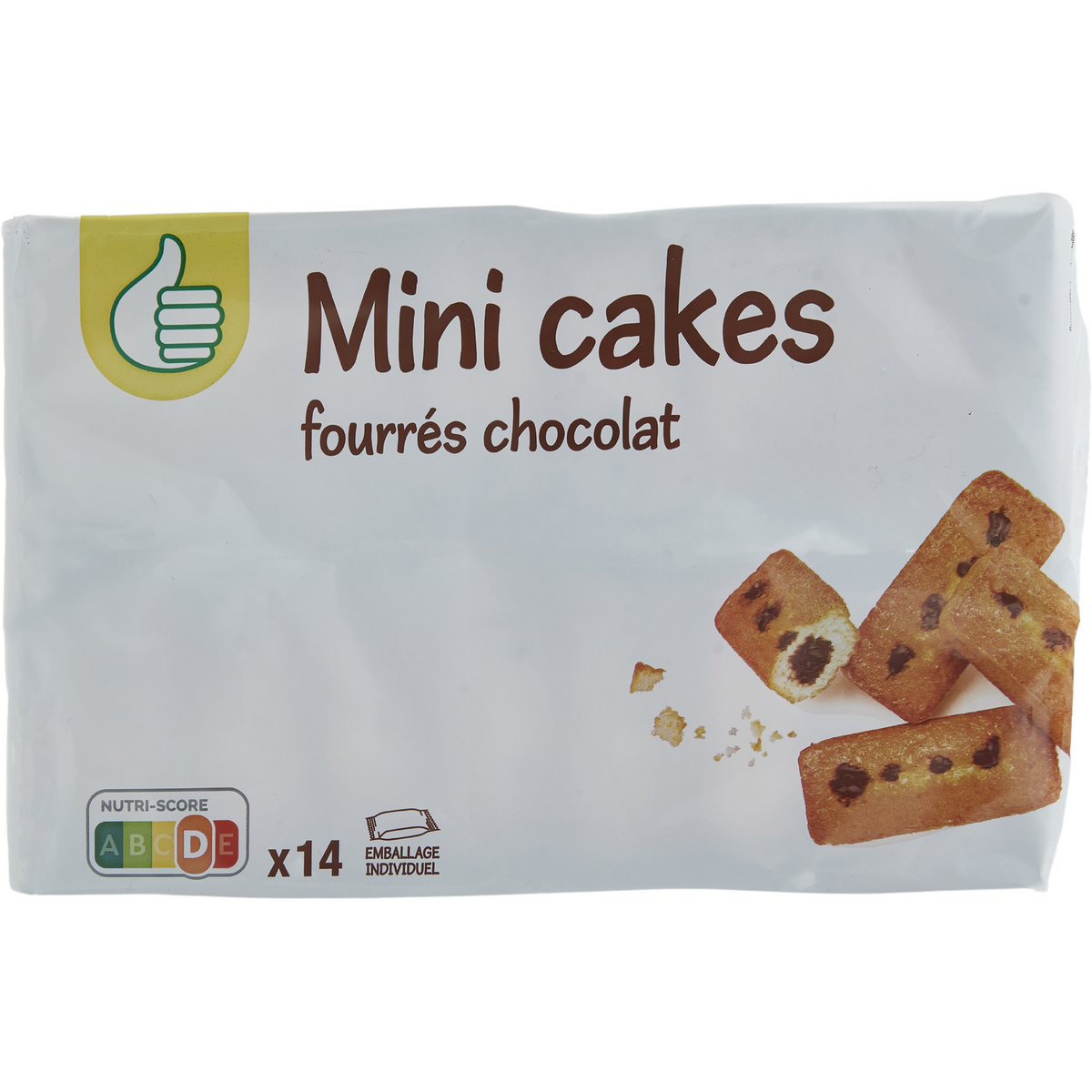 POUCE Mini cakes fourrés chocolat emballage individuel 14 pièces 420g