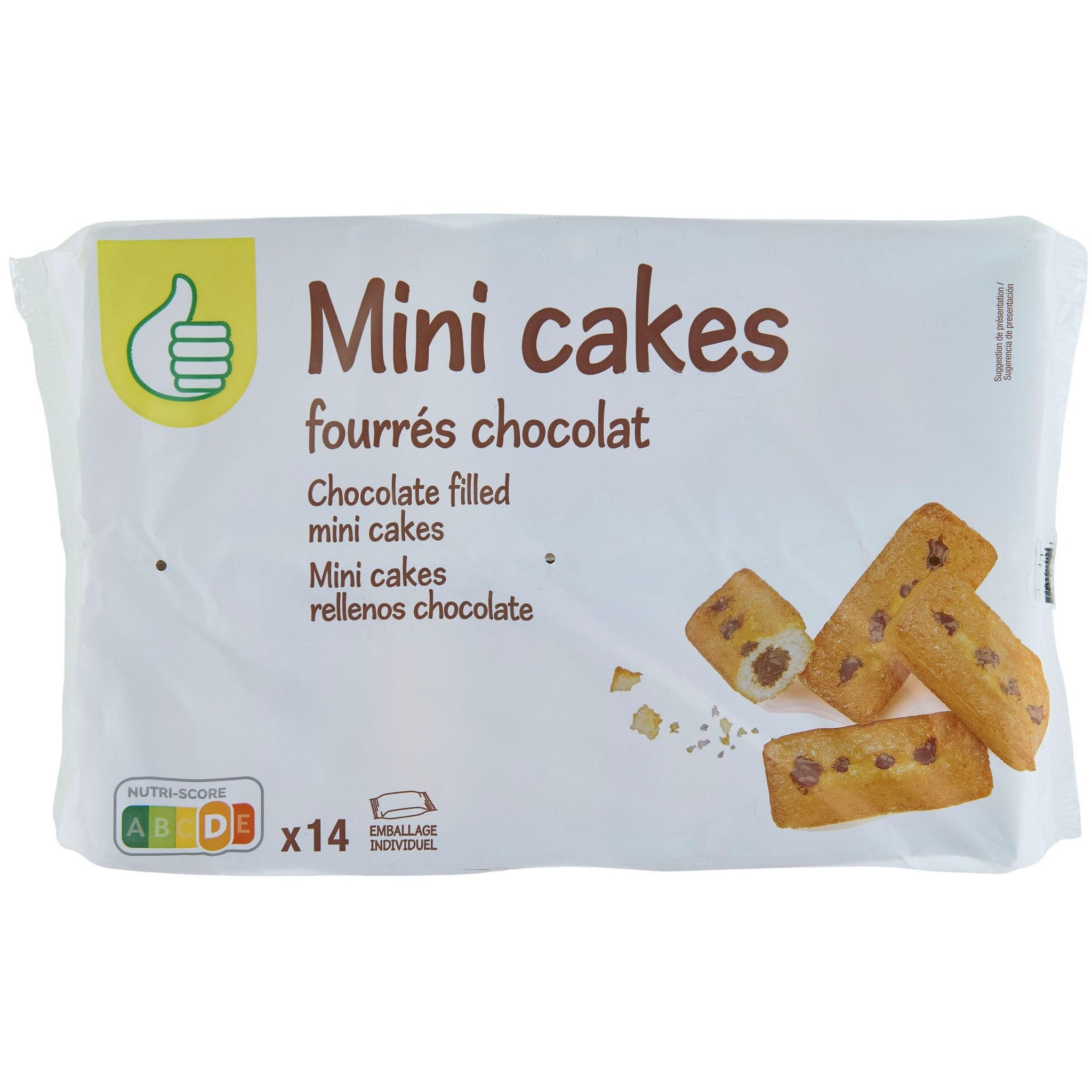 POUCE Mini cakes fourrés chocolat emballage individuel 14 pièces 420g pas  cher 