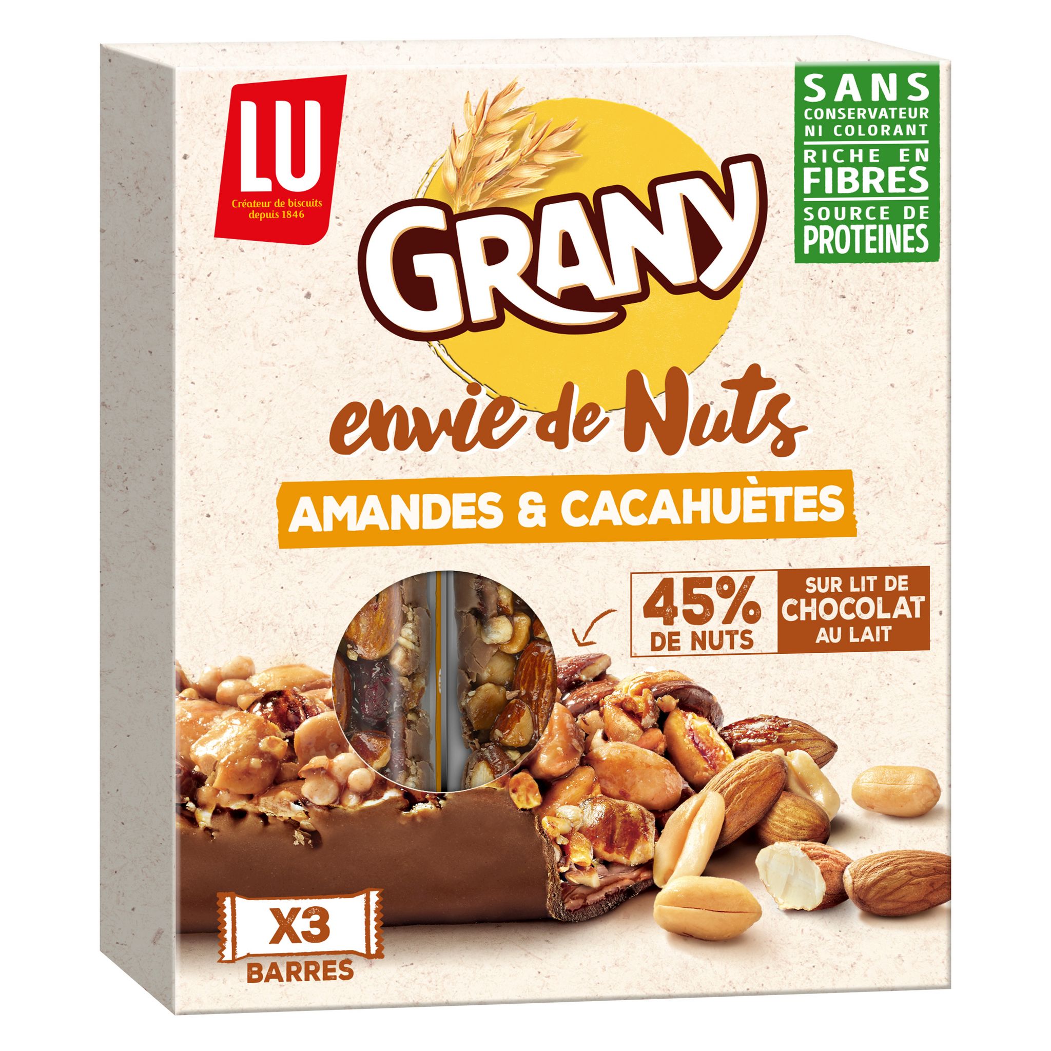 GRANY Envie de Nuts barres de céréales enrobées de chocolat