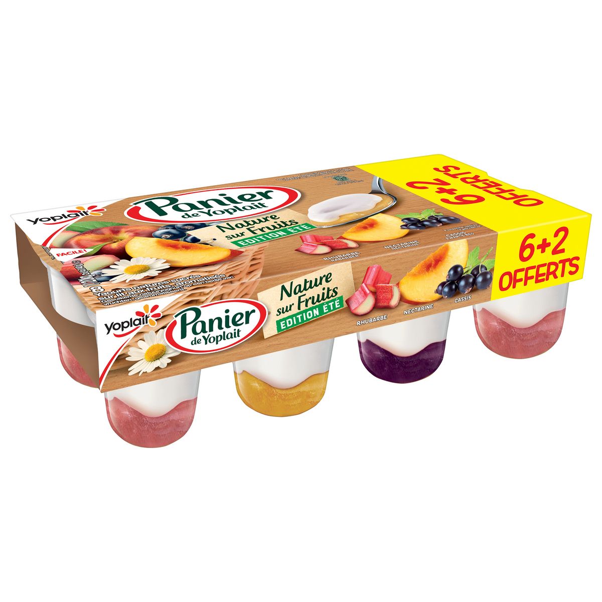 PANIER DE YOPLAIT Yaourts natures sucrés sur lit aux fruits et à la crème de marron 6+2 offerts