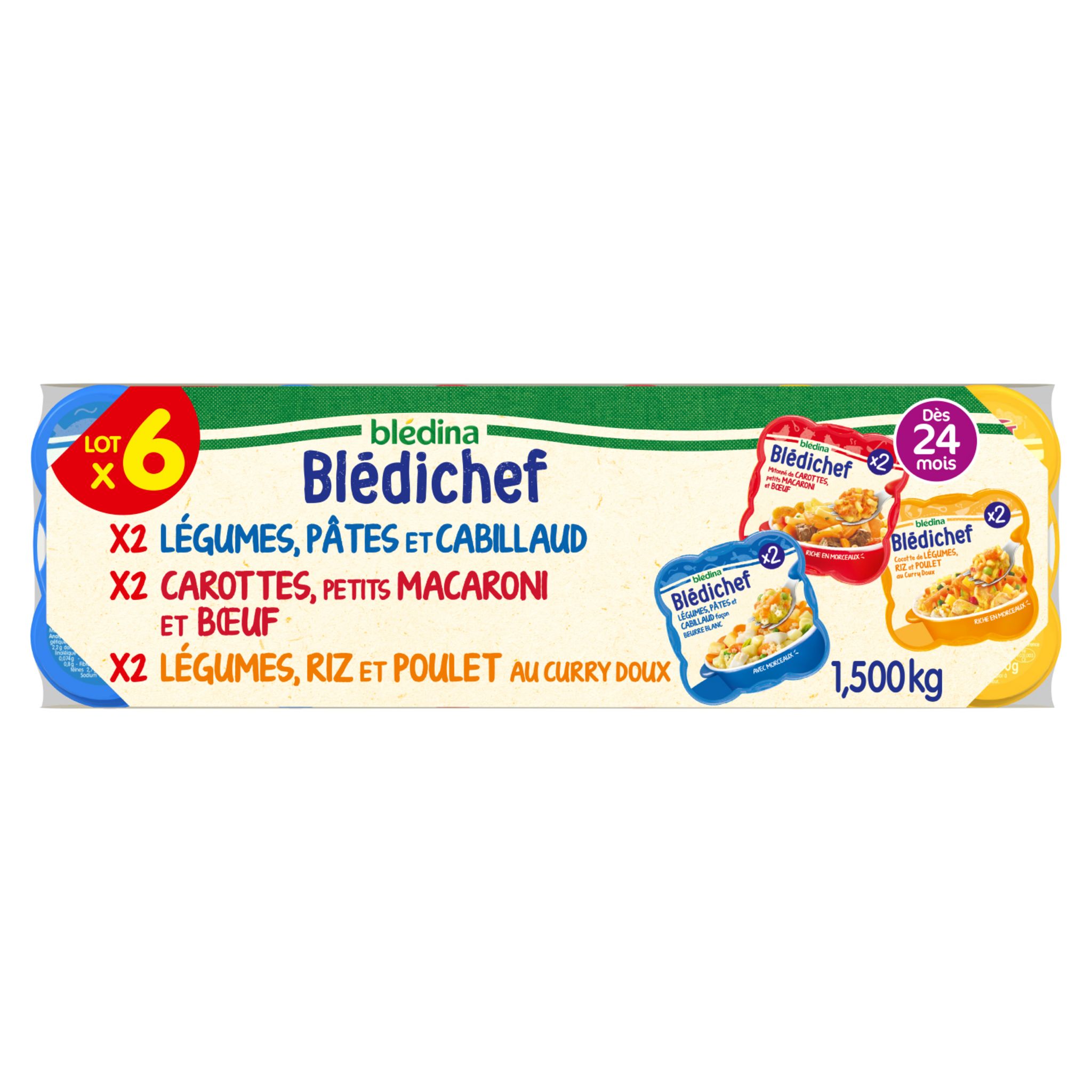 BLEDINA Blédichef assiettes légumes poissons dès 12 mois 4x230g pas cher 