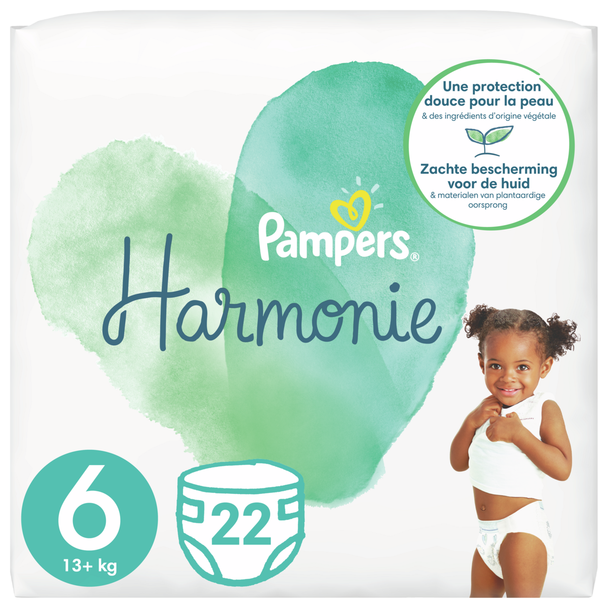 PAMPERS Harmonie couches taille 6 (+13kg) 22 couches pas cher 