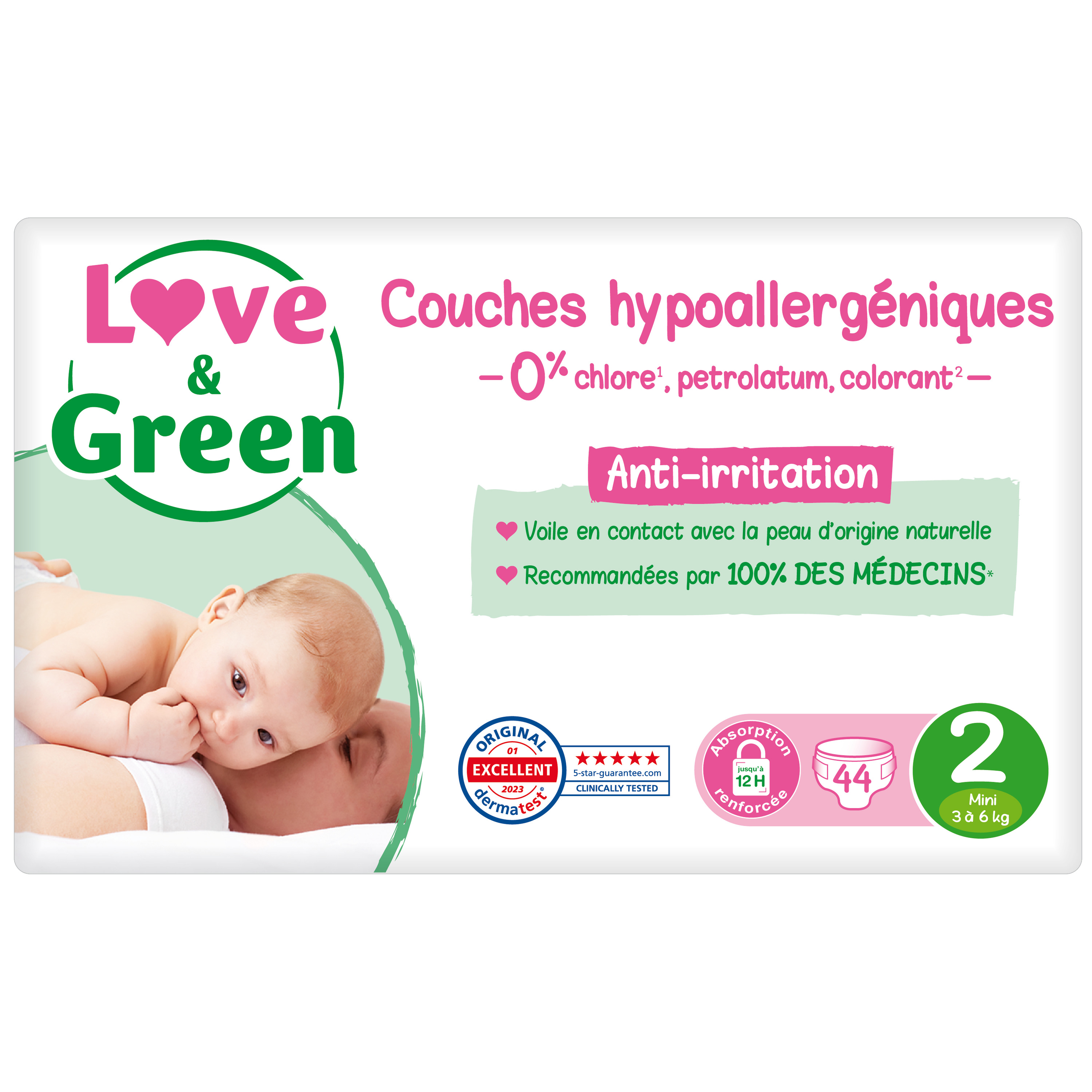 LOVE AND GREEN Couches ecolabellisées Taille 2 - 36 couches