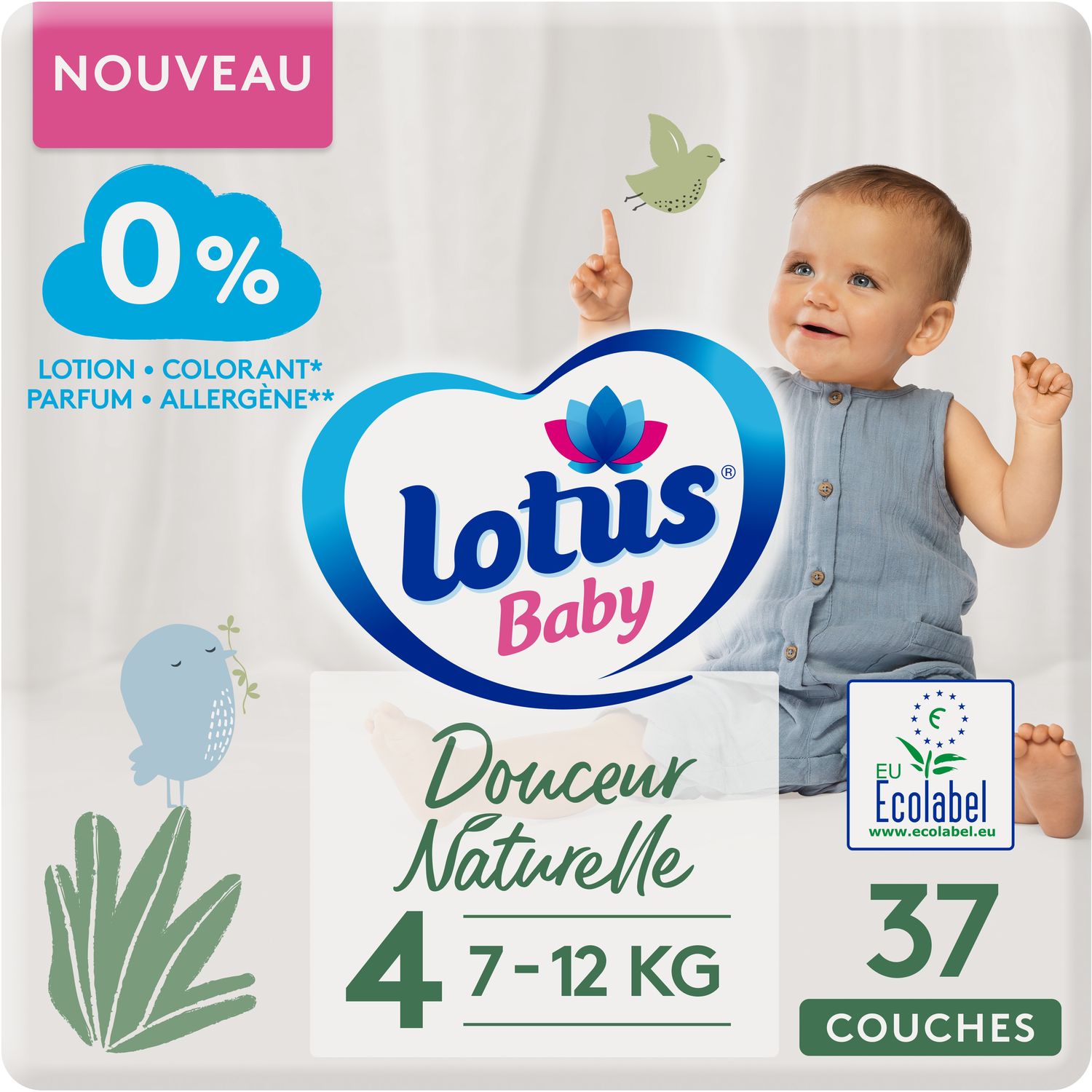 LOTUS BABY Douceur naturelle couches écolabel taille 4 de 7 à 12kg 111  couches 3x37 pas cher 