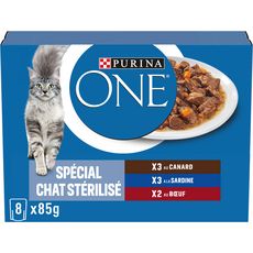 PURINA One sachets repas viandes et poissons pour chat stérilisé 8 sachets 8x85g