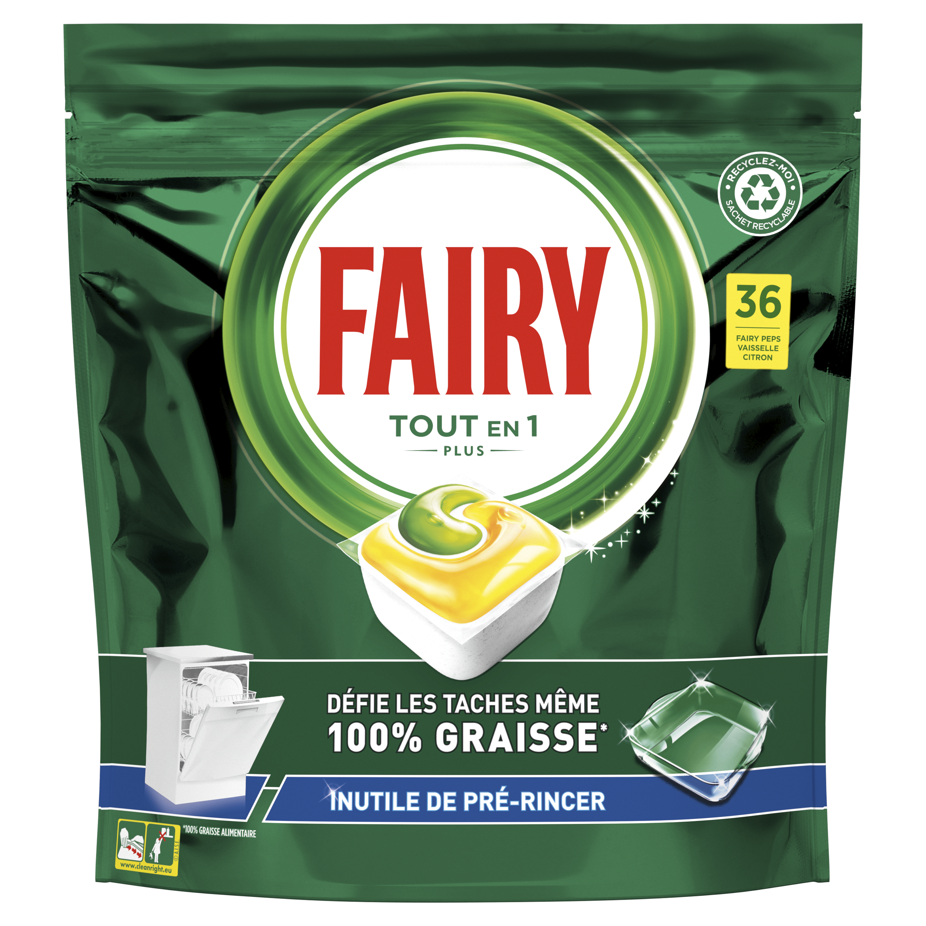 Fairy Original Pastilles Lave Vaisselle 19 Caps Détergent Citron