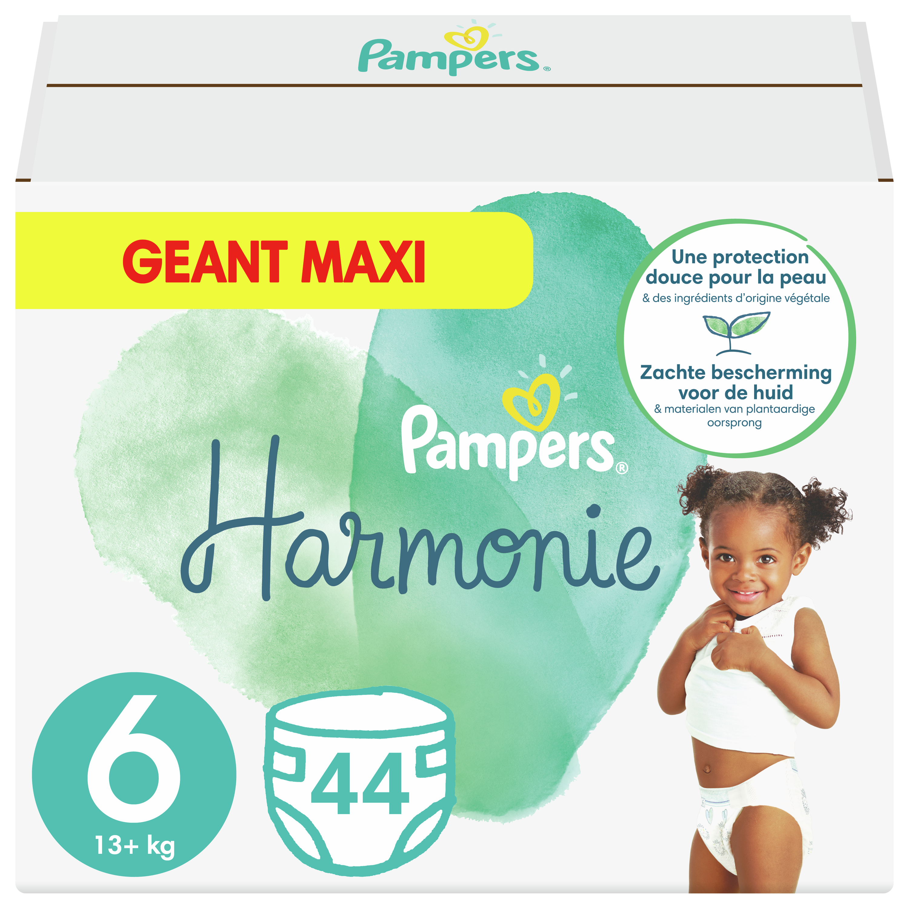 PAMPERS Harmonie couche taille 6 (+13kg) 44 couches pas cher 