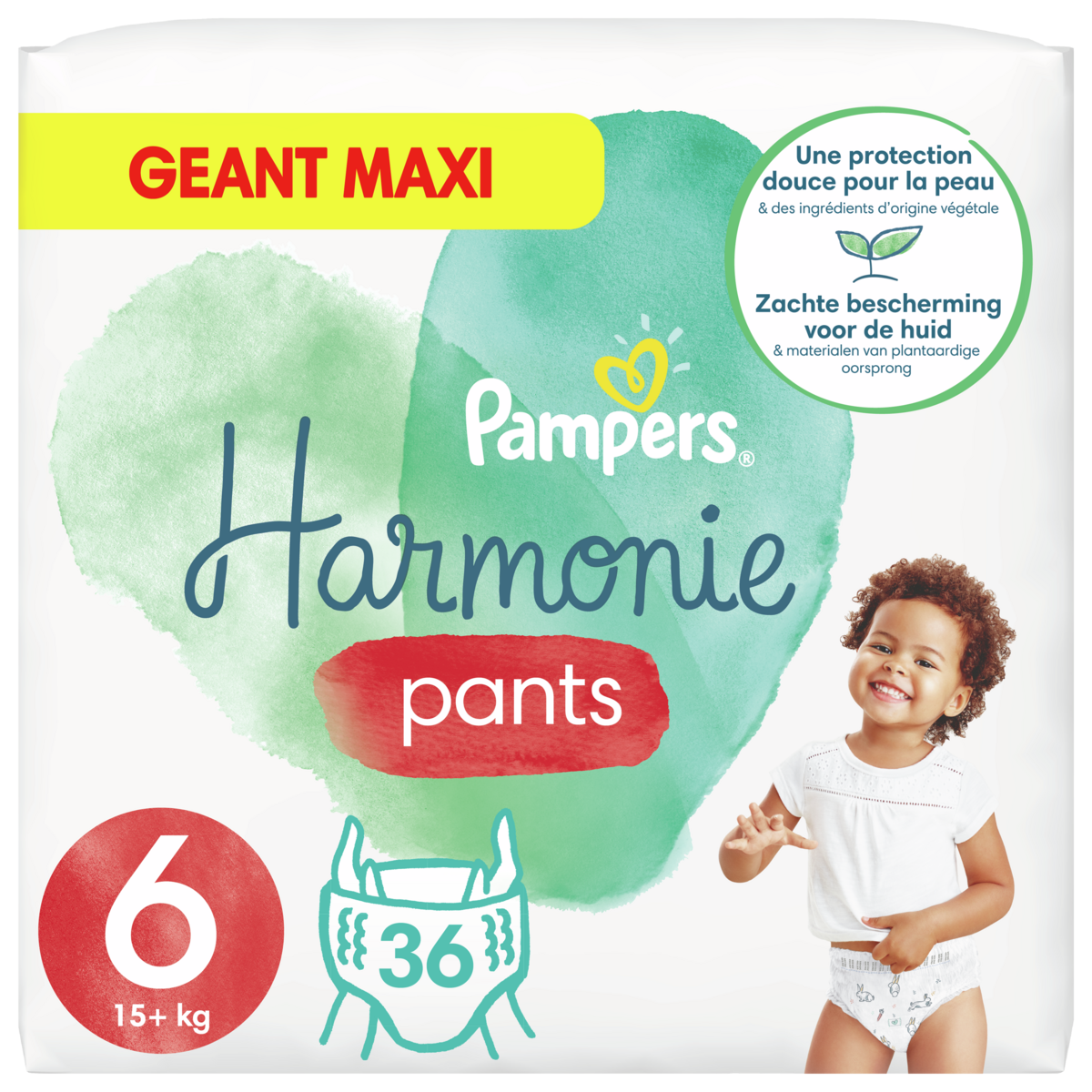 PAMPERS HARMONIE PANTS Taille 6 (+ de 15kg) - 18 Couches Culottes