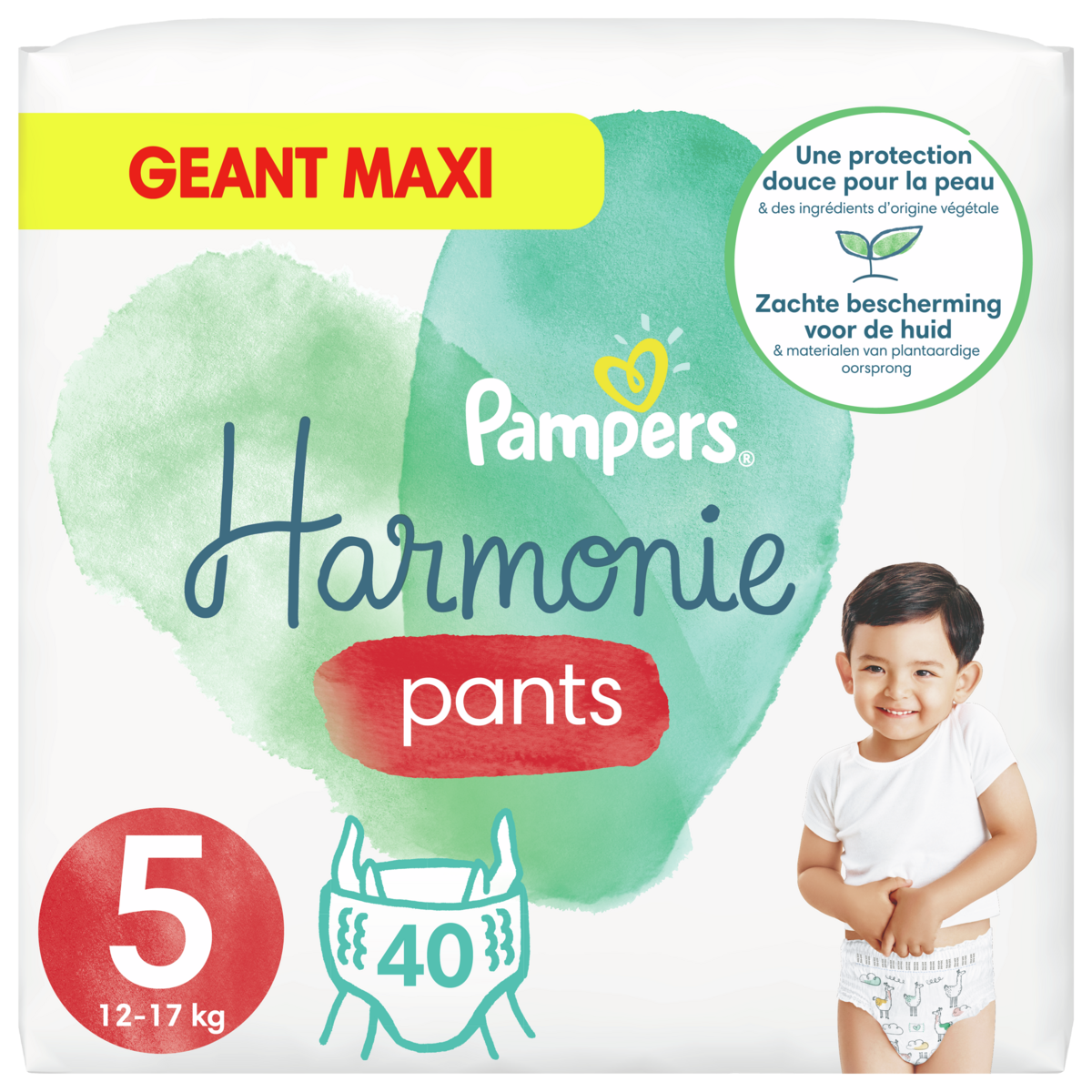 PAMPERS Couches Harmonie Pants taille 5 (12-17kg) 40 couches pas cher 