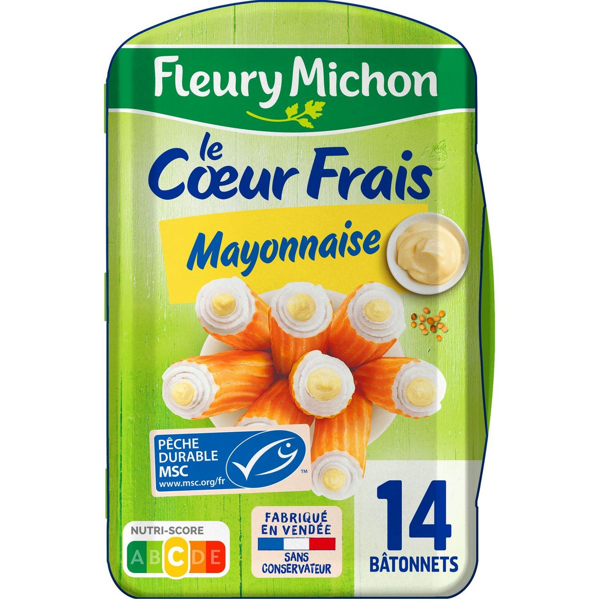 FLEURY MICHON Bâtonnets le cœur frais surimi mayonnaise MSC 14 bâtonnets 224g