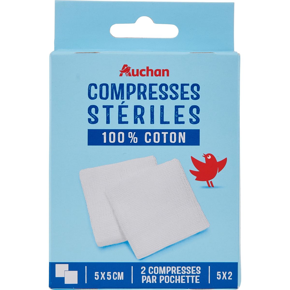 Compresses stériles coton Mercurochrome