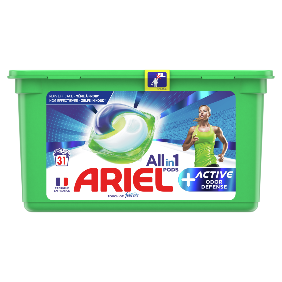ARIEL Pods capsules de lessive tout en 1 + active 31 lavages 31 capsules