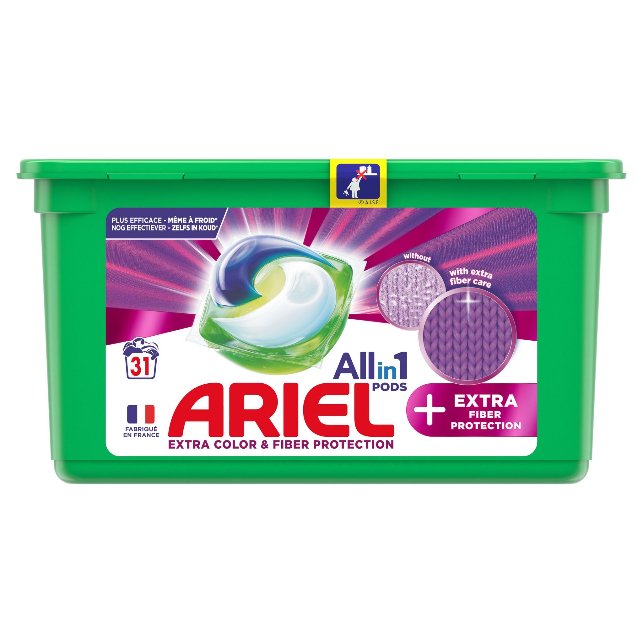 Dosettes de Lessive Ariel + Protection Extra Fibres - Couleur - 28 Lavages  - Emballage abîmé - Onlinevoordeelshop