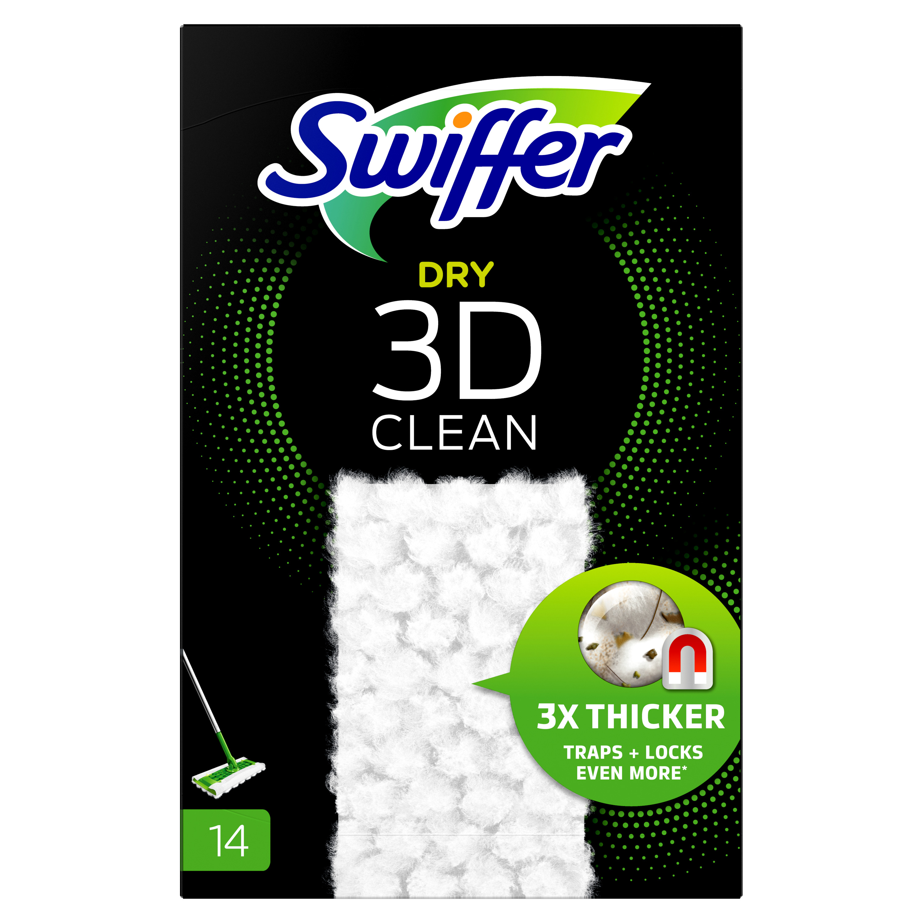 SWIFFER 3D Clean lingettes balai attrape poussière 14 lingettes pas cher 