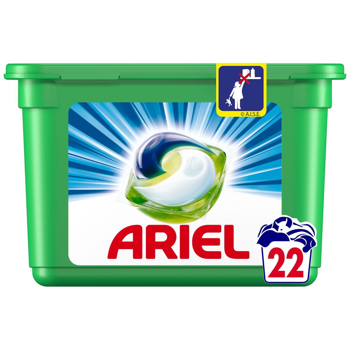 ARIEL Pods capsules de lessive tout en 1 alpine 22 lavages 22 capsules