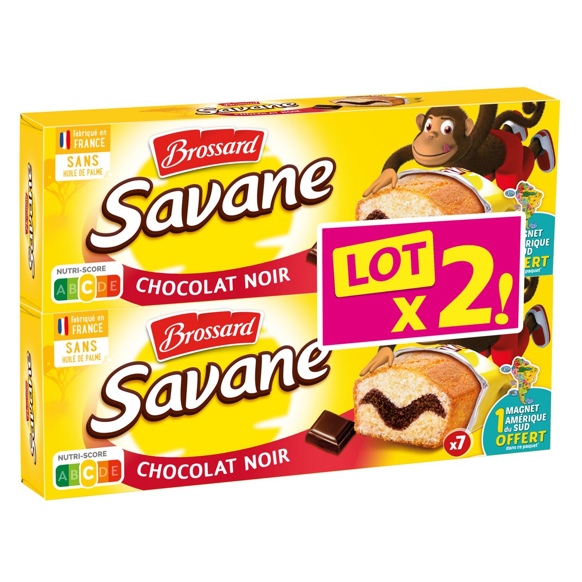 BROSSARD Savane gâteaux fourrés au chocolat noir sachets individuels 7 pièces 210g