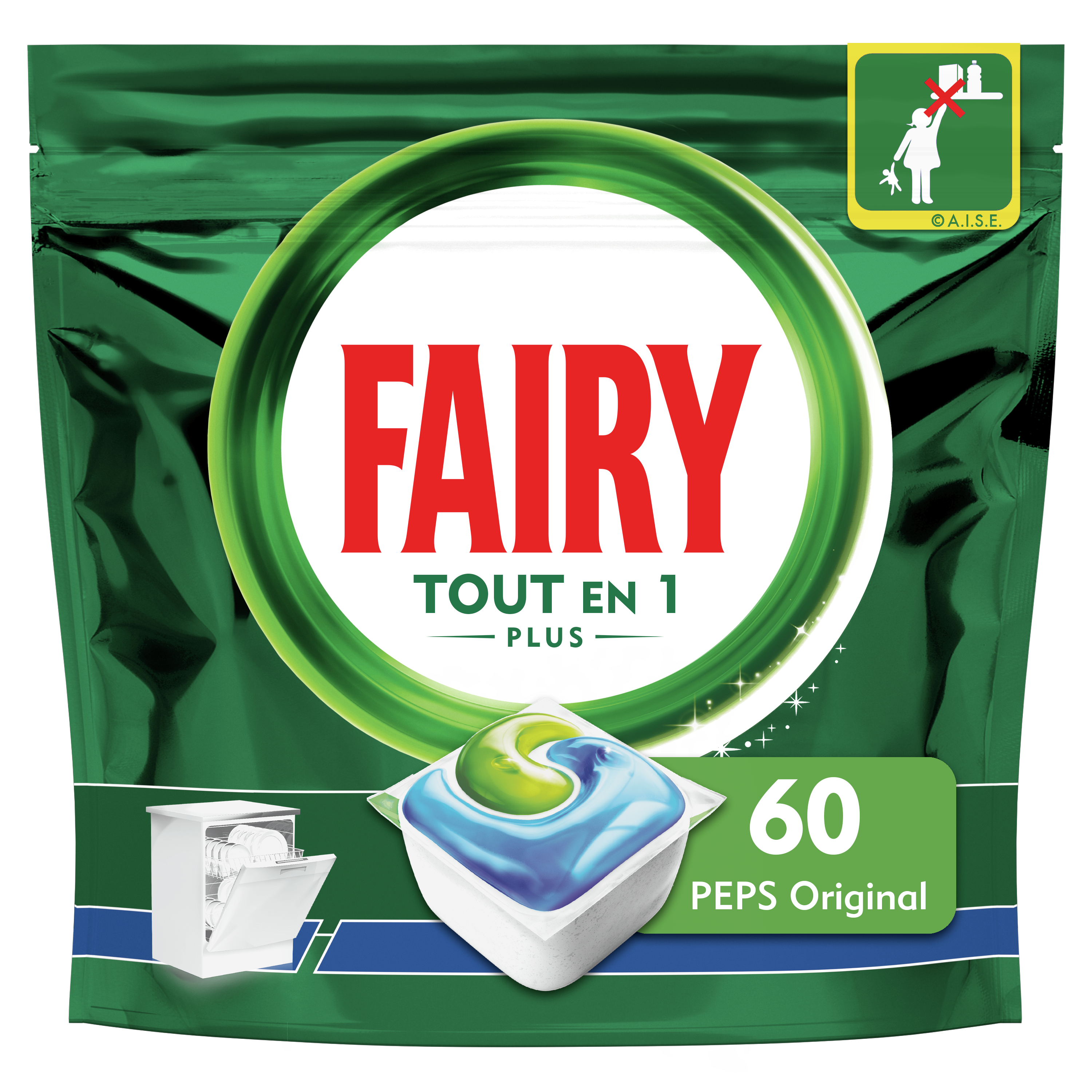 Capsules lave-vaisselle Fairy Professional Tout en 1 - Sachet de