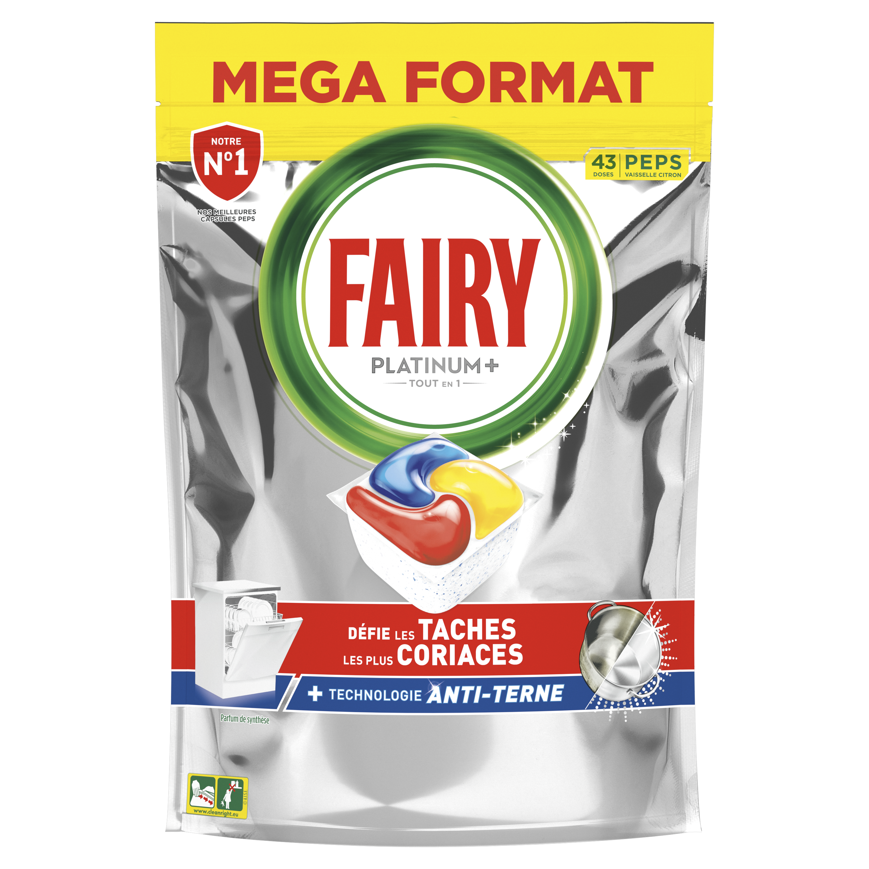 FAIRY Capsules lave vaisselle tout en un citron 43 capsules pas cher 