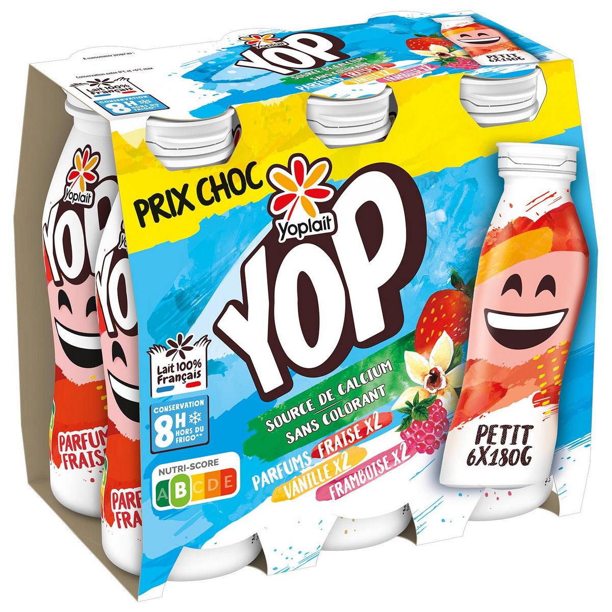 Yaourt à boire Fraise, P'tit Yop (6 x 180 g)