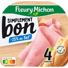 FLEURY MICHON Jambon simplement bon réduit en sel 4 tranches 140g