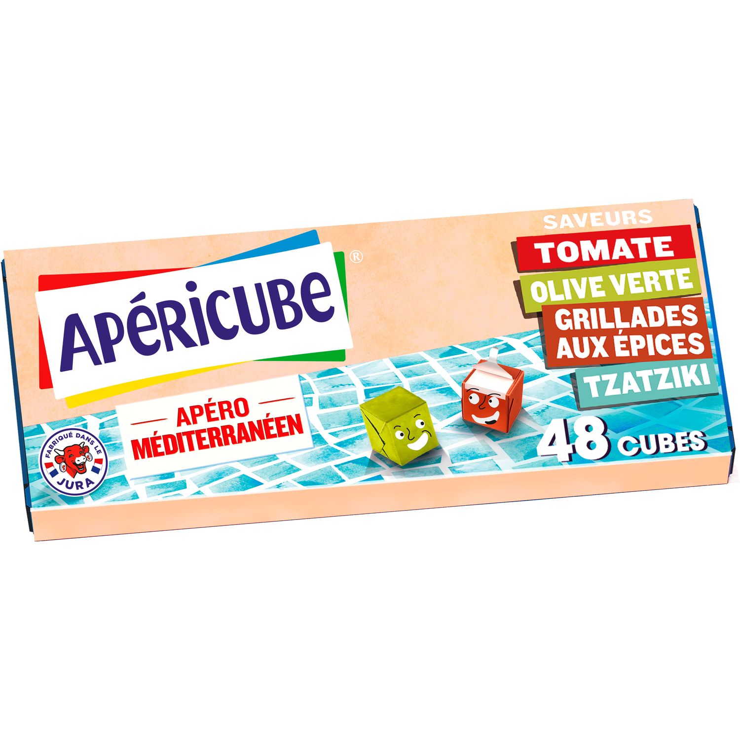 APERICUBE Cubes de fromage apéritif méditerranéen 48 pièces 250g pas cher 