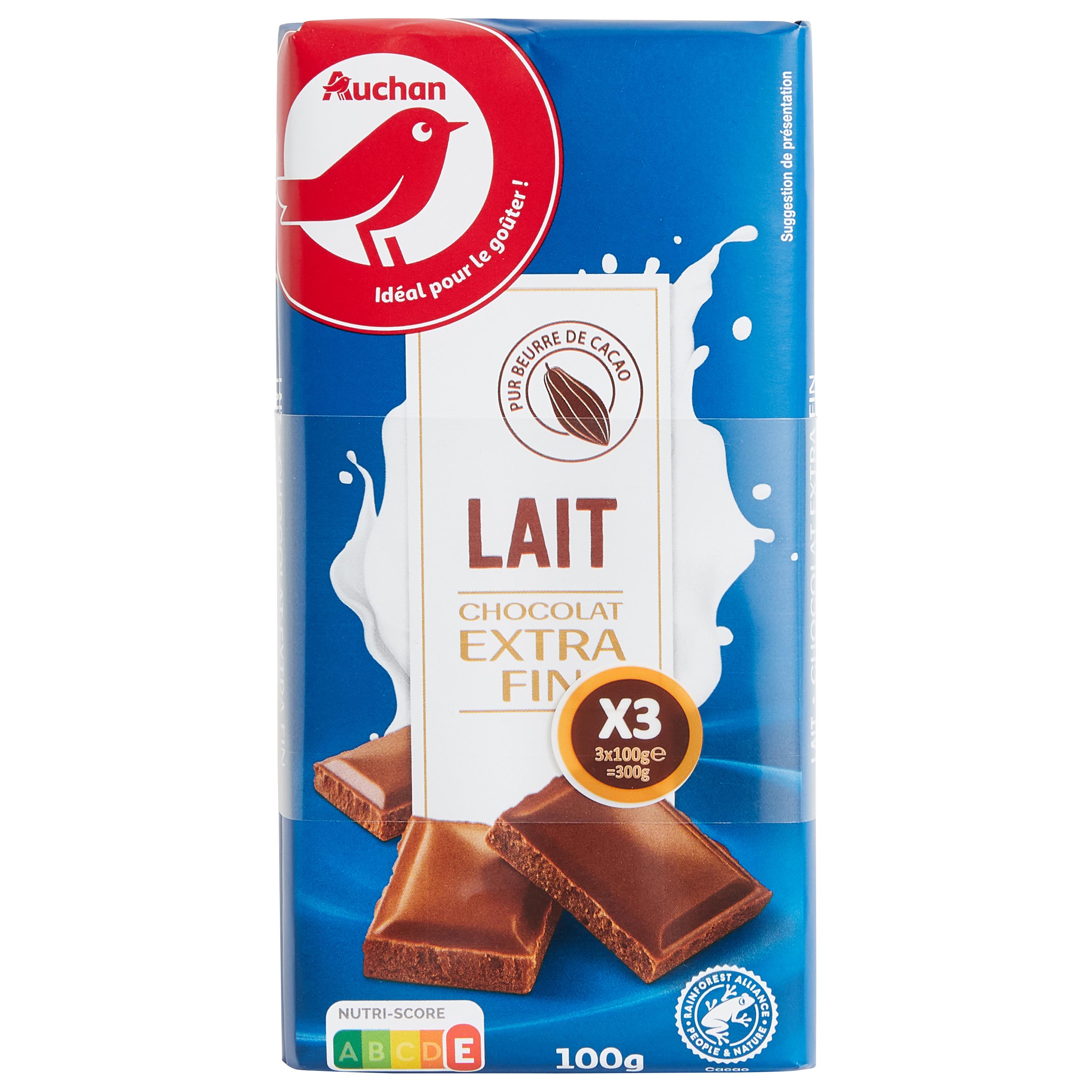 Auchan - Tablette de chocolat au lait et céréales croustillantes 100g