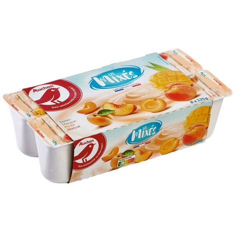 AUCHAN Yaourt aux fruits panachés avec morceaux 16x125g pas cher 