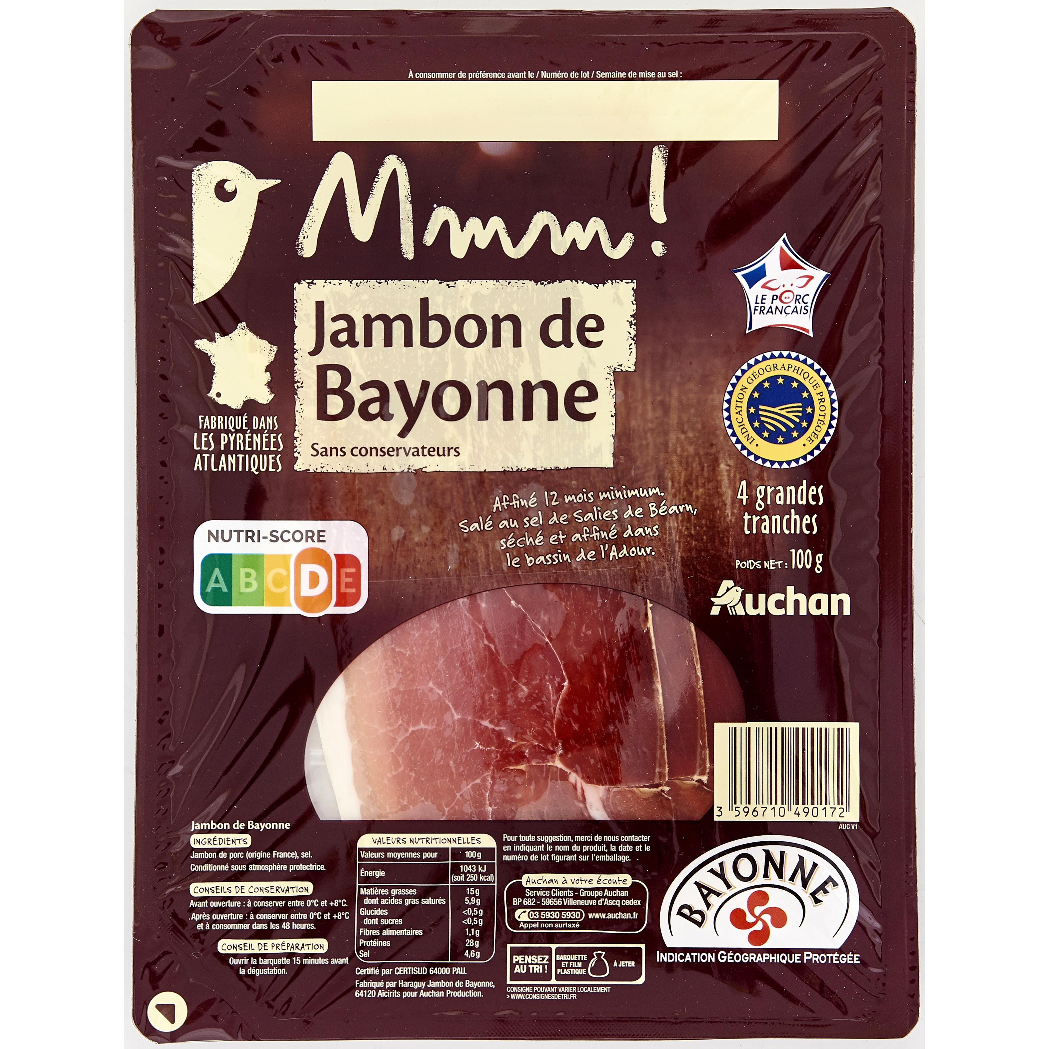 JAMBON SEC DE BAYONNE VPF12 MOIS TRANCHÉ 300 gr