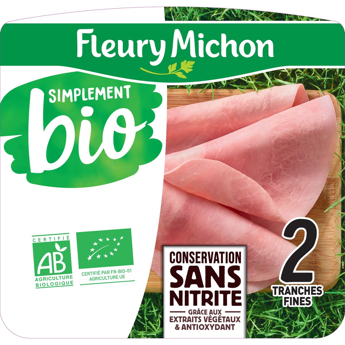 Fleury Michon Simplement Bio Jambon Cuit Supérieur Sans Nitrite 2 Tranches 60g Pas Cher à Prix 