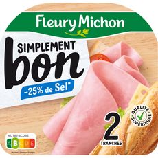 FLEURY MICHON Jambon simplement bon réduit en sel 2 tranches 70g